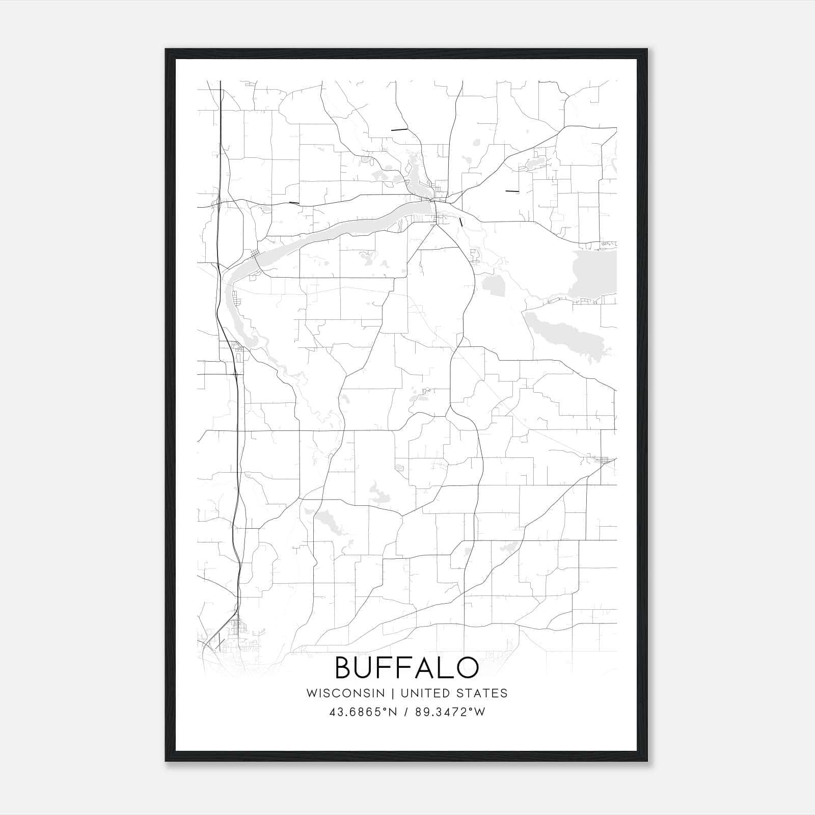 Buffalo Wisconsin Map Poster, Modern Home Decor Wall Art Print Buffalo Wisconsin Map Poster, Modern Home Decor Wall Art Print