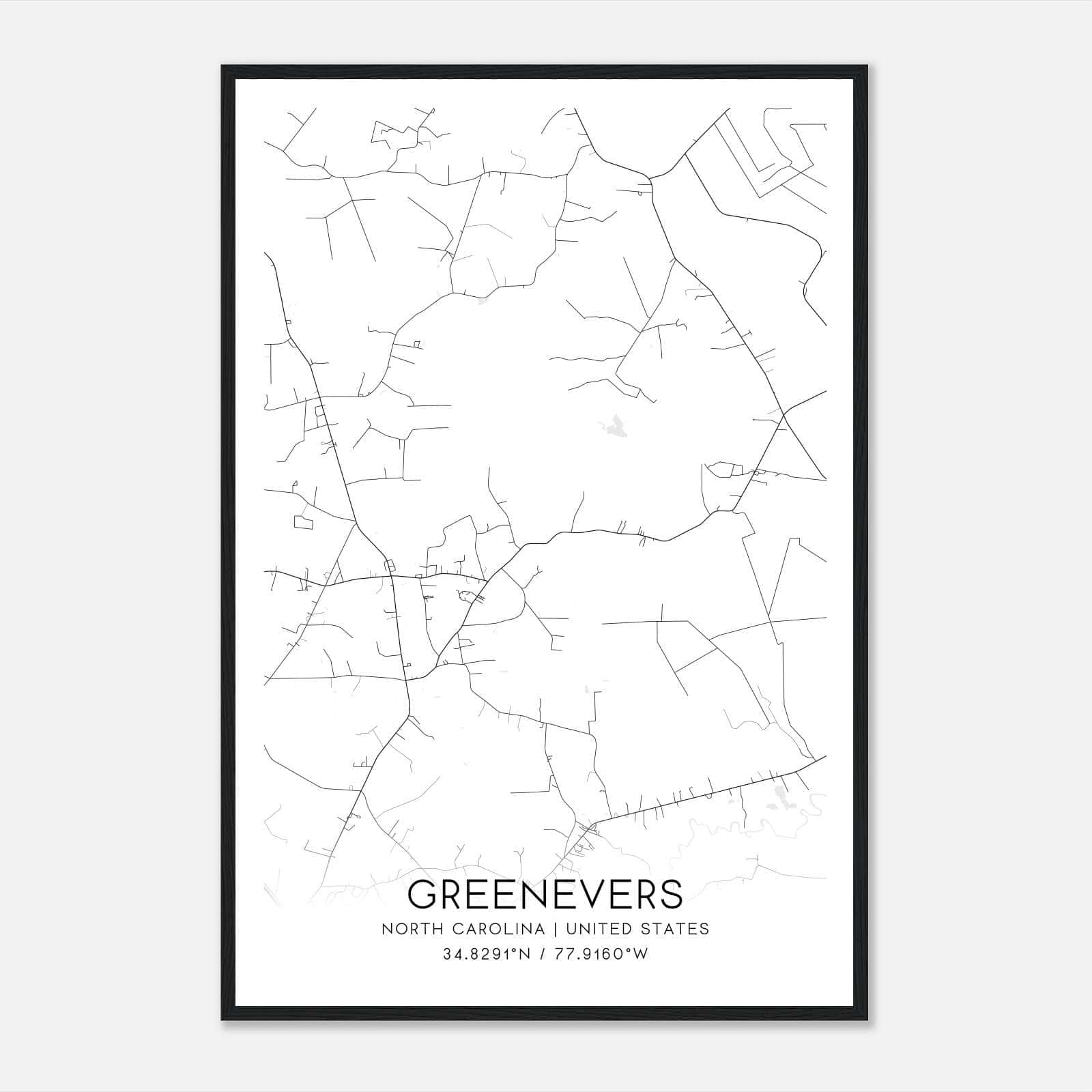 Greenevers North Carolina Map Poster, Modern Home Decor Wall Art Print Greenevers North Carolina Map Poster, Modern Home Decor Wall Art Print