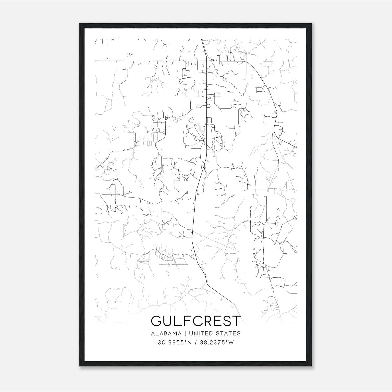Gulfcrest Alabama Map Poster, Modern Home Decor Wall Art Print Gulfcrest Alabama Map Poster, Modern Home Decor Wall Art Print