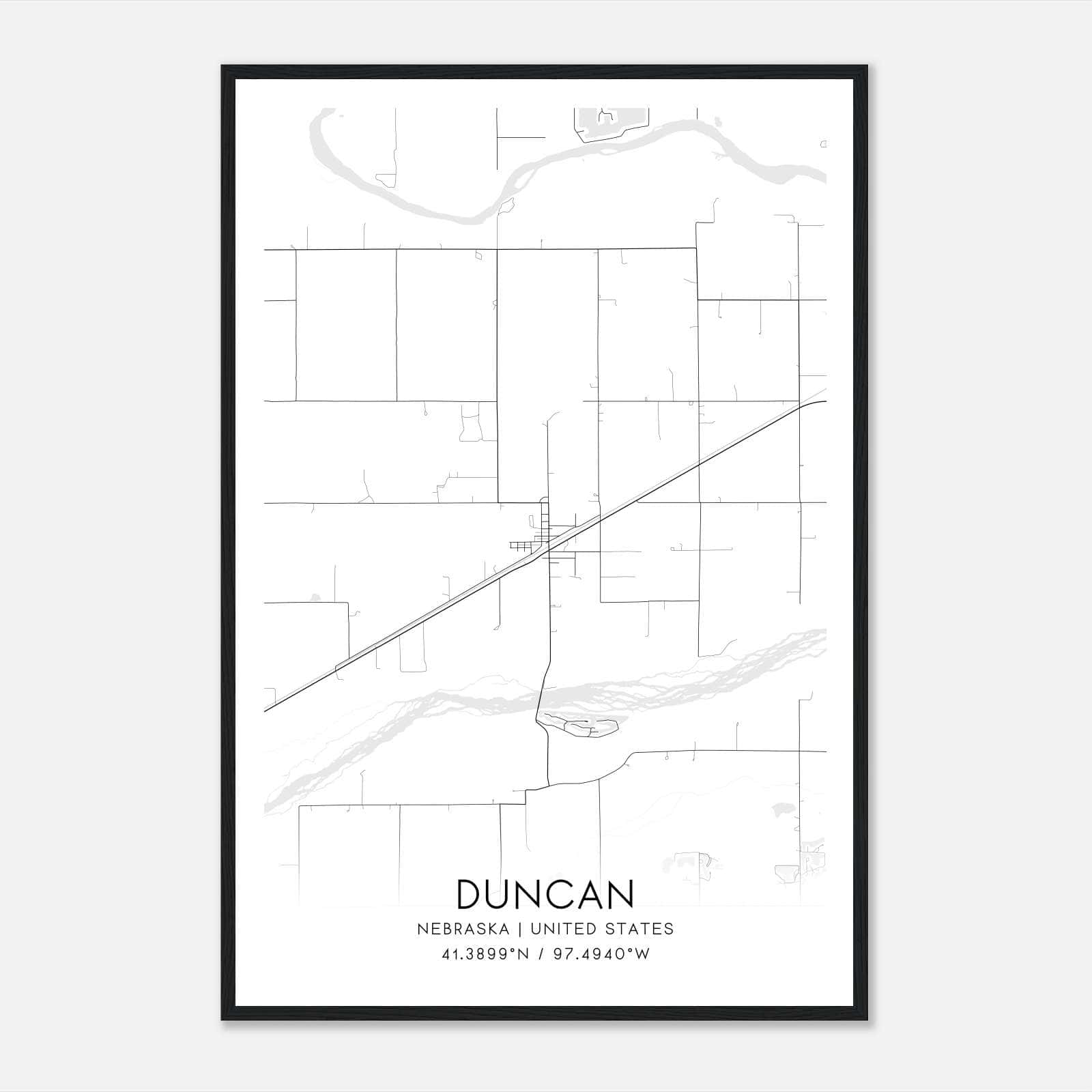 Duncan Nebraska Map Poster, Modern Home Decor Wall Art Print Duncan Nebraska Map Poster, Modern Home Decor Wall Art Print