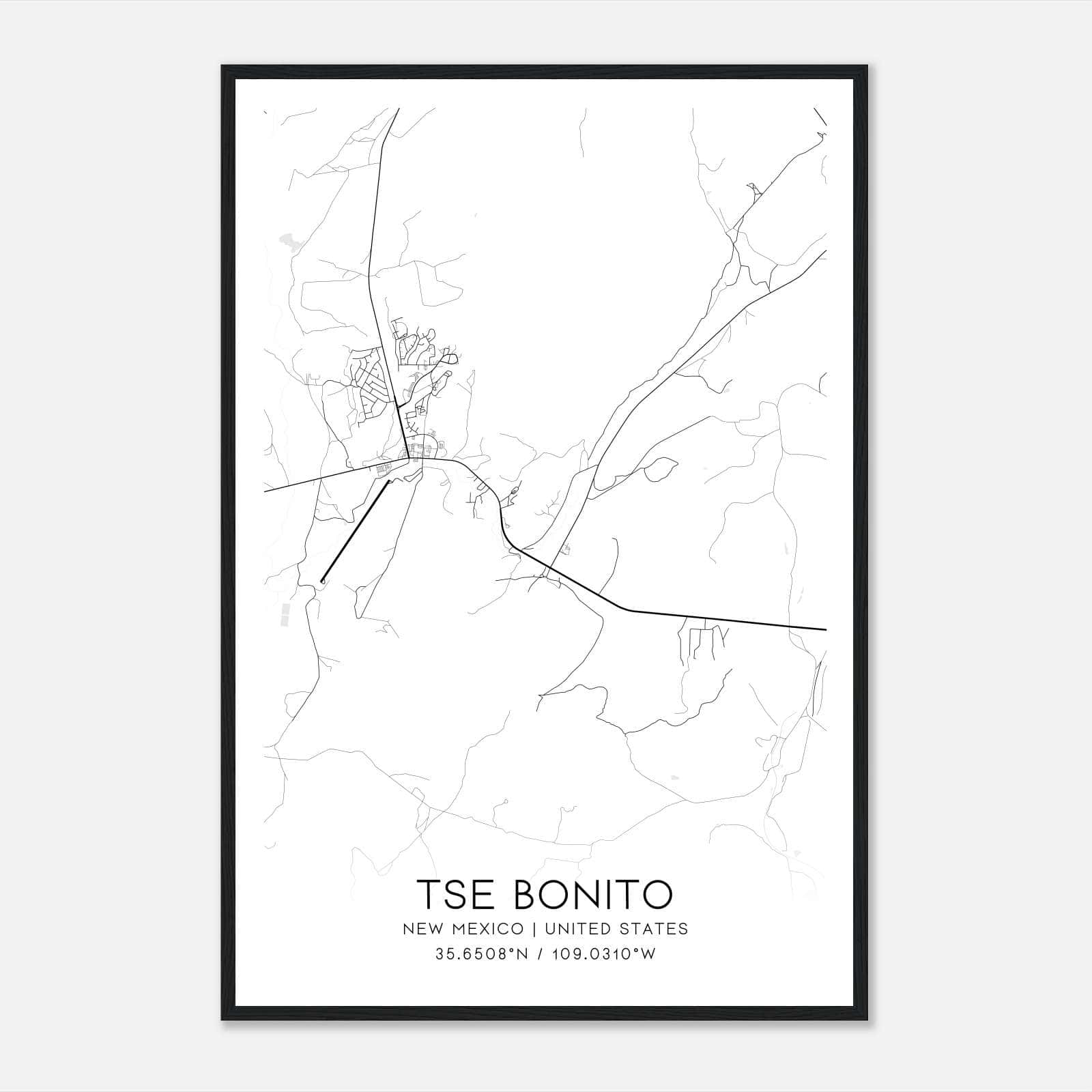 Tse Bonito New Mexico Map Poster, Modern Home Decor Wall Art Print Tse Bonito New Mexico Map Poster, Modern Home Decor Wall Art Print