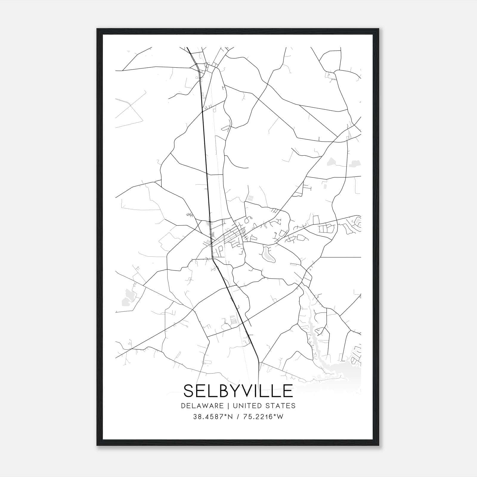 Selbyville Delaware Map Poster, Modern Home Decor Wall Art Print Selbyville Delaware Map Poster, Modern Home Decor Wall Art Print