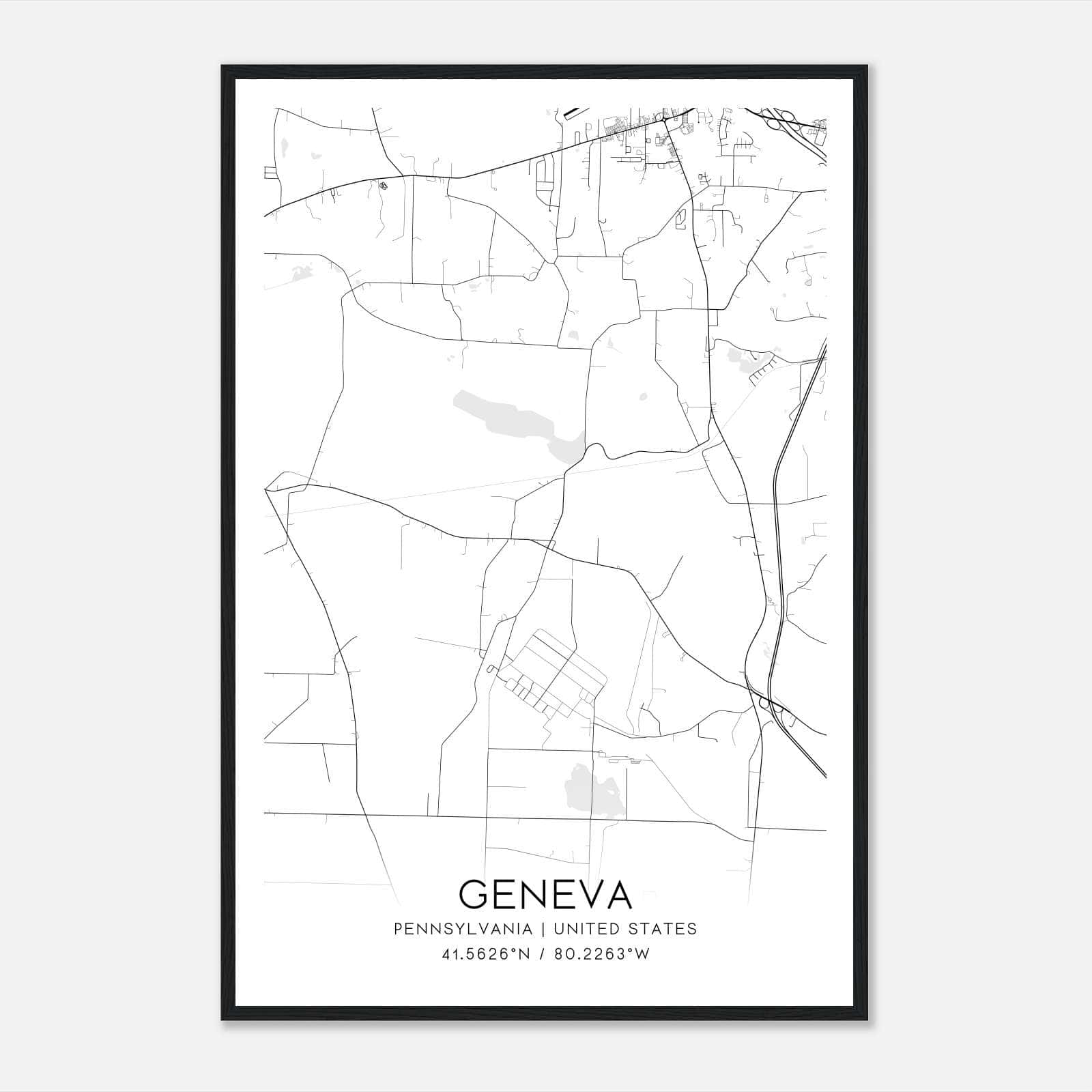 Geneva Pennsylvania Map Poster, Modern Home Decor Wall Art Print Geneva Pennsylvania Map Poster, Modern Home Decor Wall Art Print