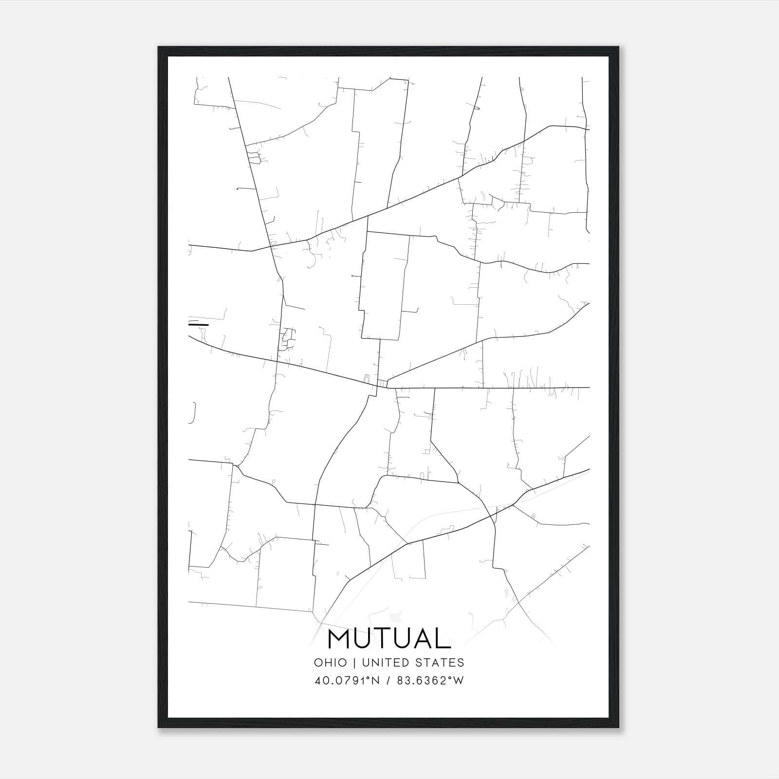 Mutual Ohio Map Poster, Modern Home Decor Wall Art Print Mutual Ohio Map Poster, Modern Home Decor Wall Art Print