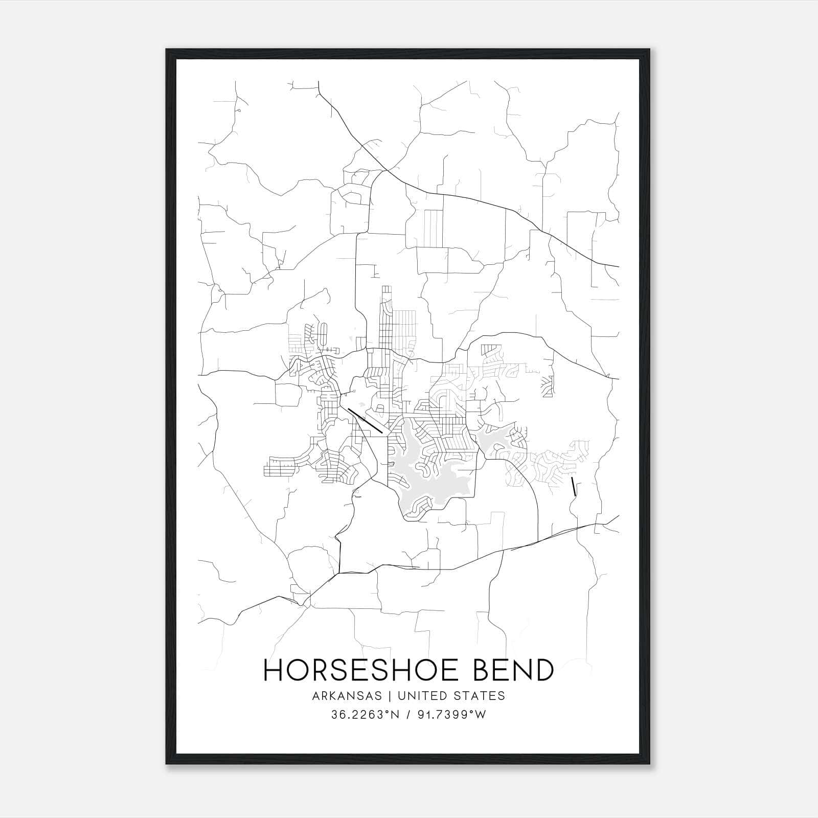 Horseshoe Bend Arkansas Map Poster, Modern Home Decor Wall Art Print Horseshoe Bend Arkansas Map Poster, Modern Home Decor Wall Art Print