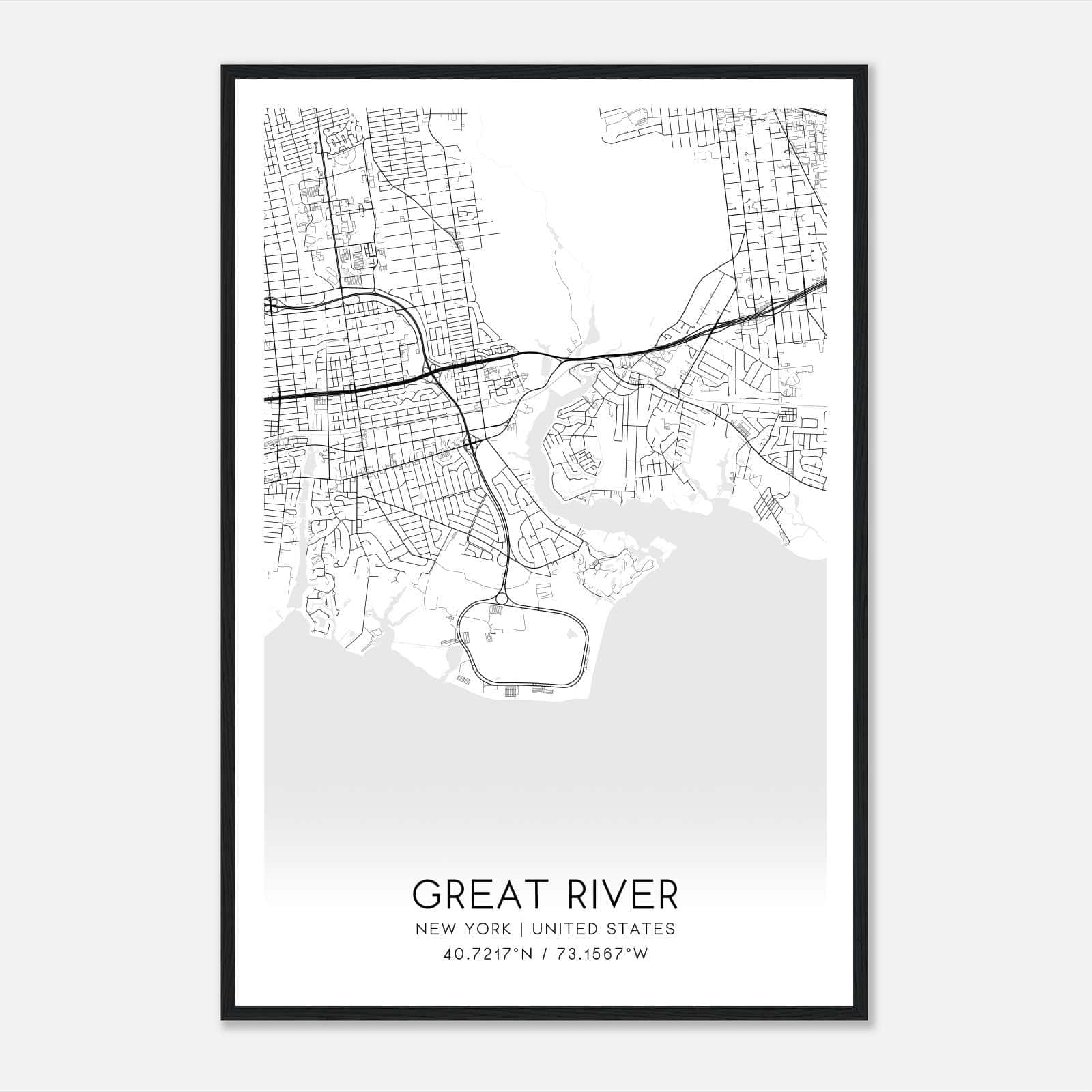 Great River New York Map Poster, Modern Home Decor Wall Art Print Great River New York Map Poster, Modern Home Decor Wall Art Print