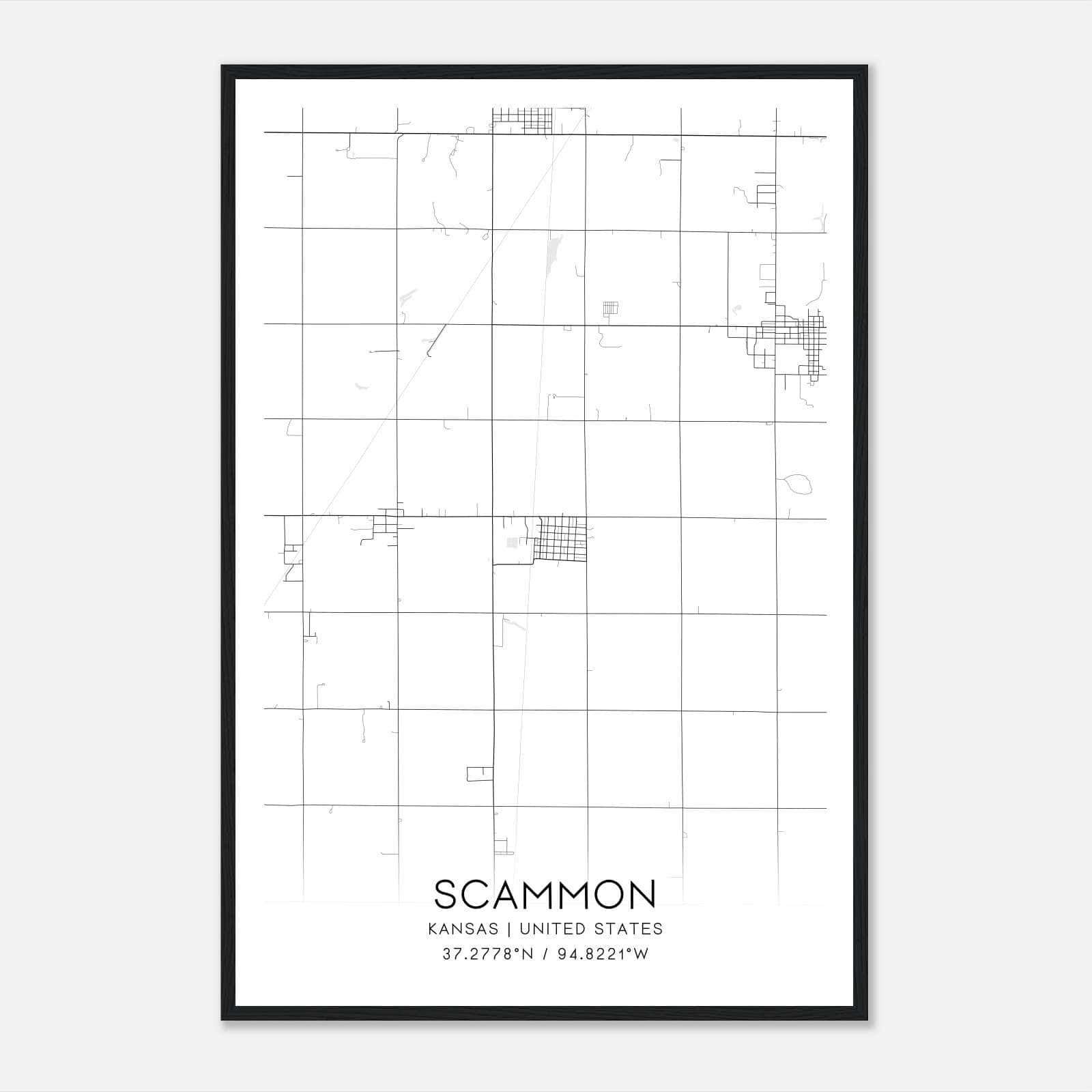 Scammon Kansas Map Poster, Modern Home Decor Wall Art Print Scammon Kansas Map Poster, Modern Home Decor Wall Art Print
