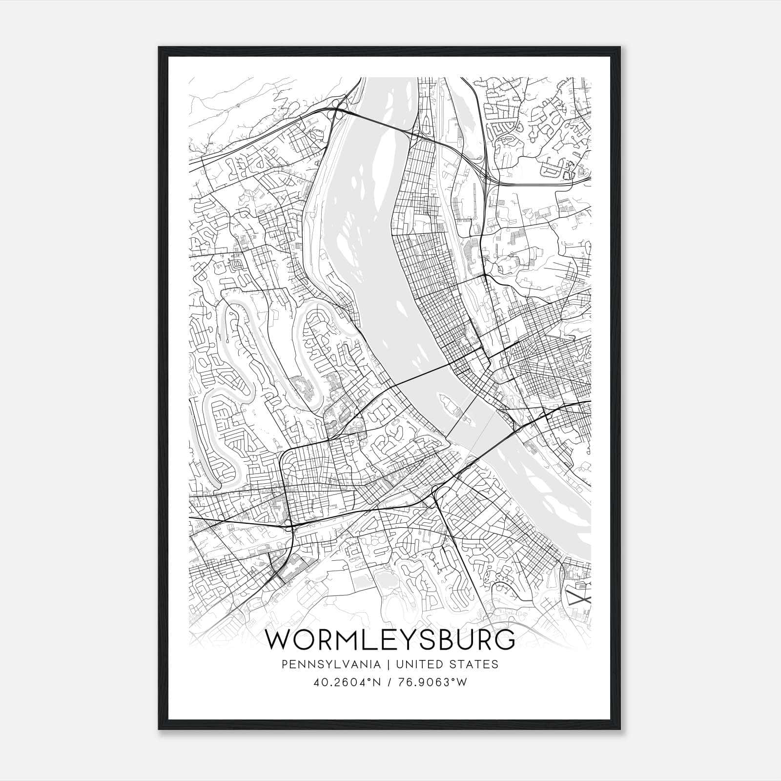 Wormleysburg Pennsylvania Map Poster, Modern Home Decor Wall Art Print Wormleysburg Pennsylvania Map Poster, Modern Home Decor Wall Art Print