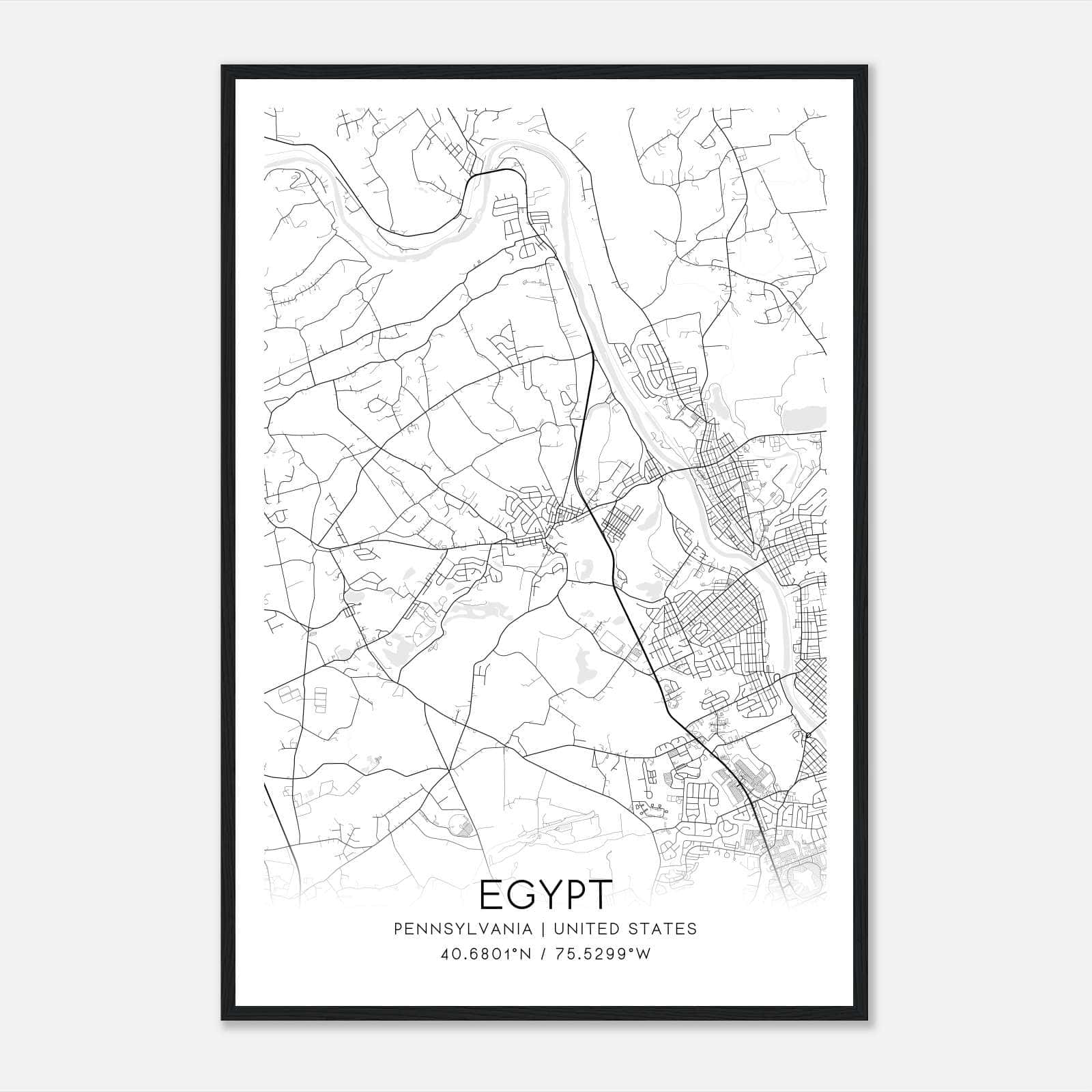 Egypt Pennsylvania Map Poster, Modern Home Decor Wall Art Print Egypt Pennsylvania Map Poster, Modern Home Decor Wall Art Print