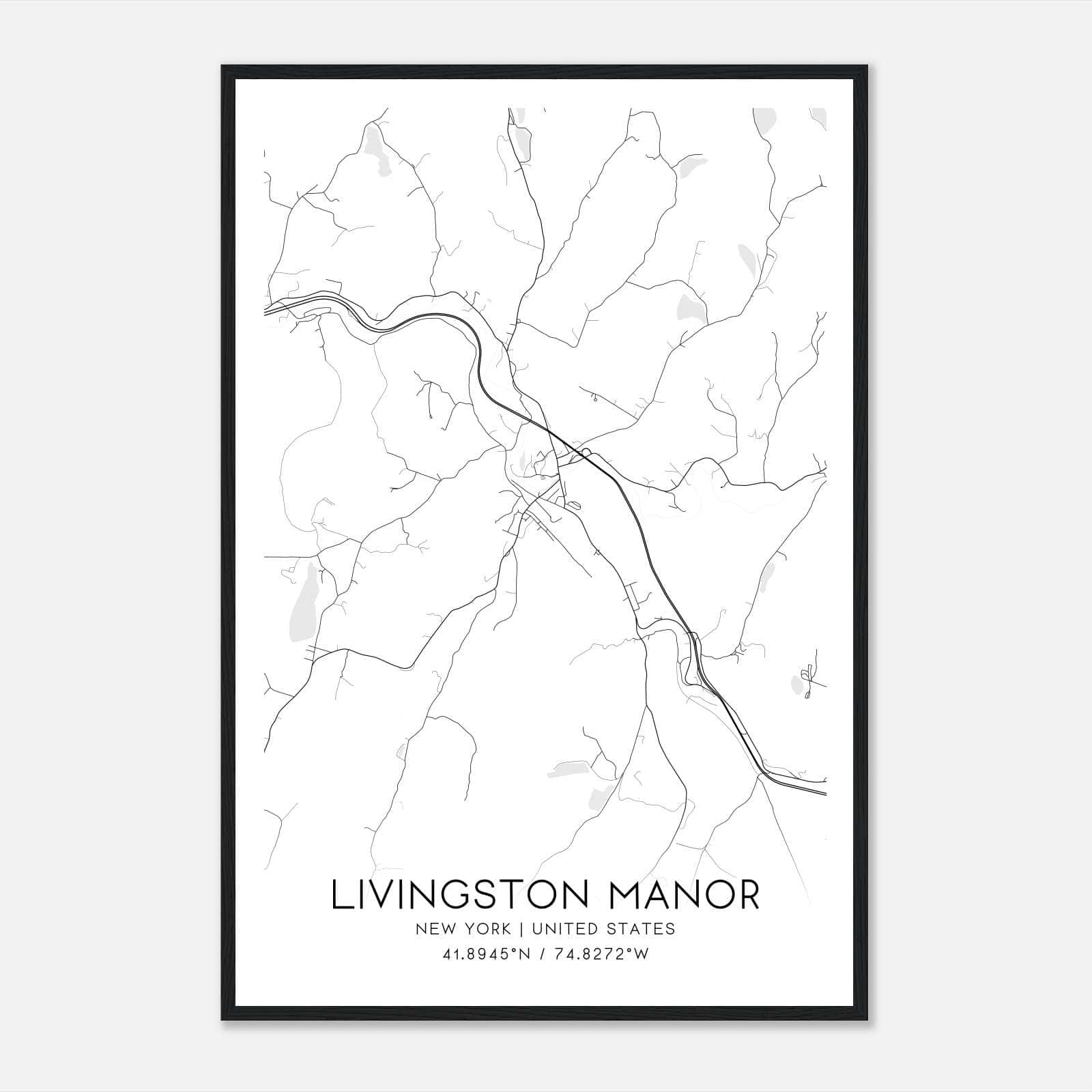 Livingston Manor New York Map Poster, Modern Home Decor Wall Art Print Livingston Manor New York Map Poster, Modern Home Decor Wall Art Print