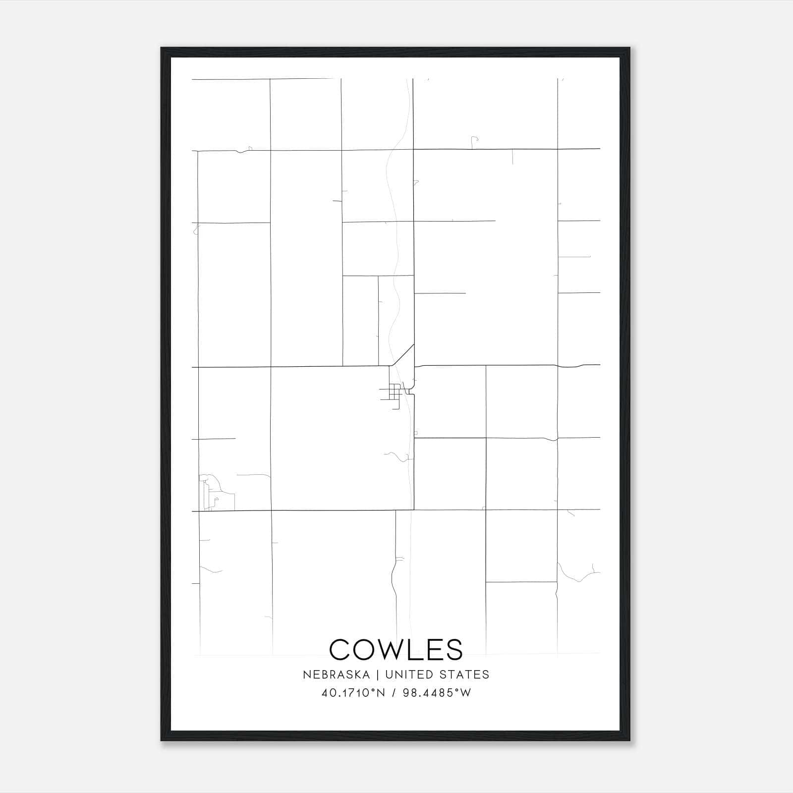 Cowles Nebraska Map Poster, Modern Home Decor Wall Art Print Cowles Nebraska Map Poster, Modern Home Decor Wall Art Print