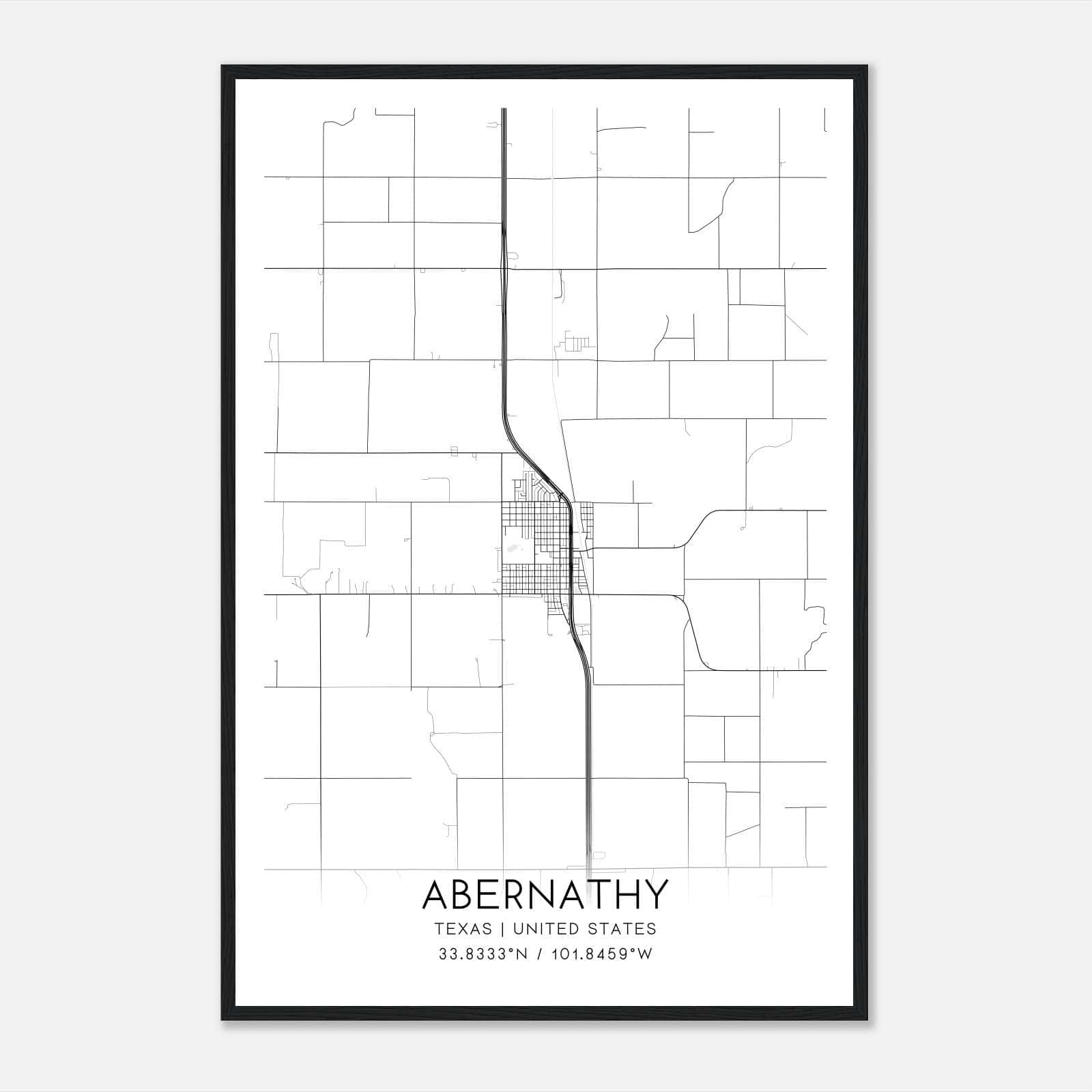 Abernathy Texas Map Poster, Modern Home Decor Wall Art Print