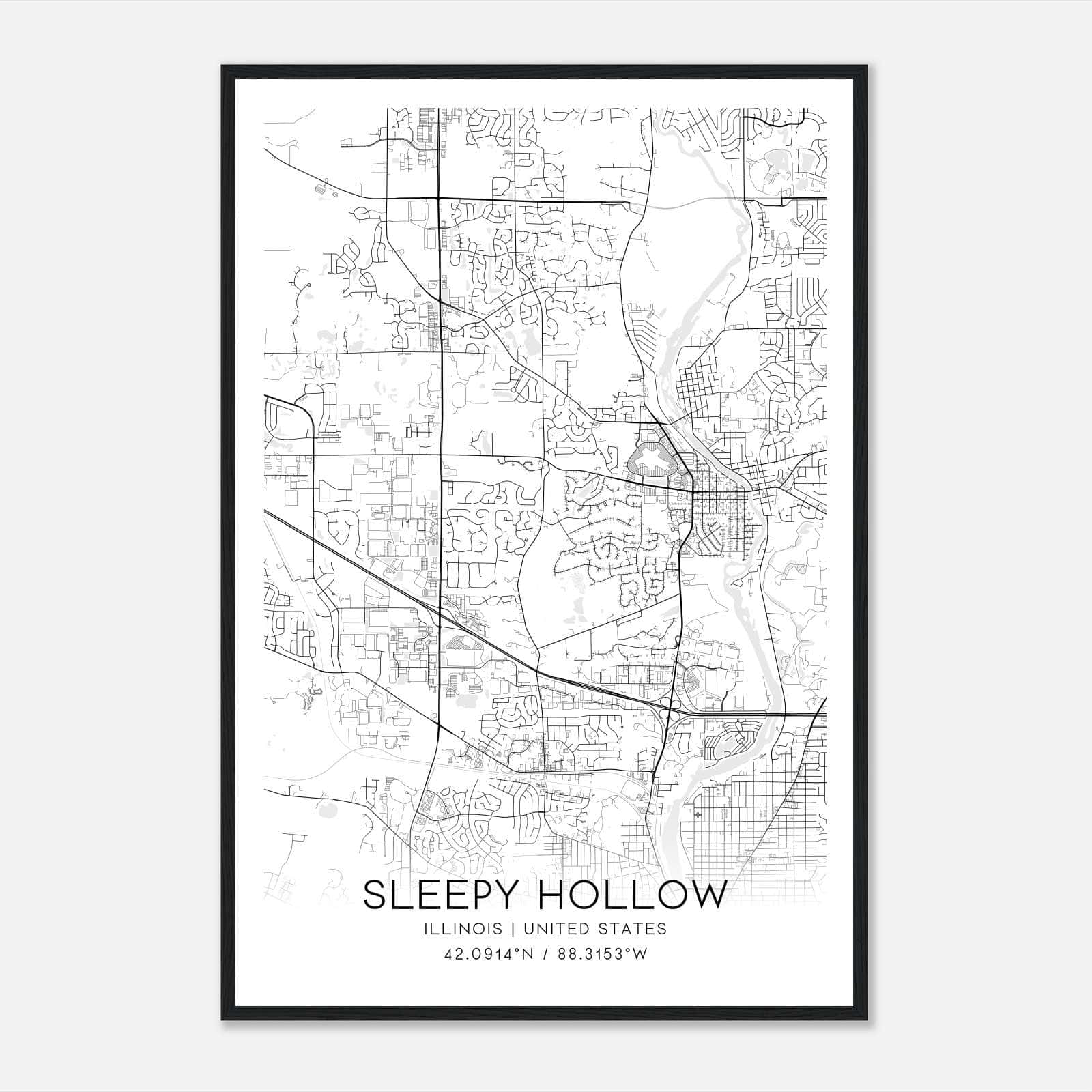 Sleepy Hollow Illinois Map Poster, Modern Home Decor Wall Art Print Sleepy Hollow Illinois Map Poster, Modern Home Decor Wall Art Print