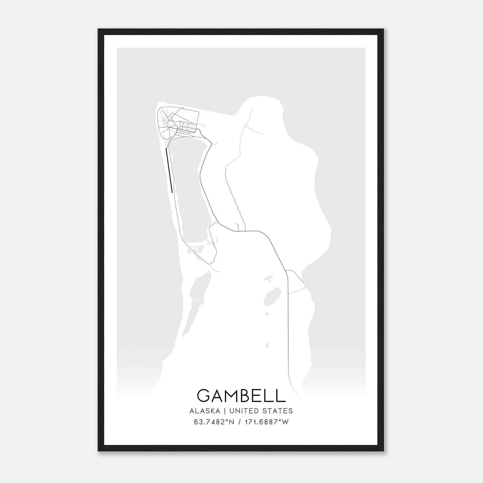 Gambell Alaska Map Poster, Modern Home Decor Wall Art Print Gambell Alaska Map Poster, Modern Home Decor Wall Art Print