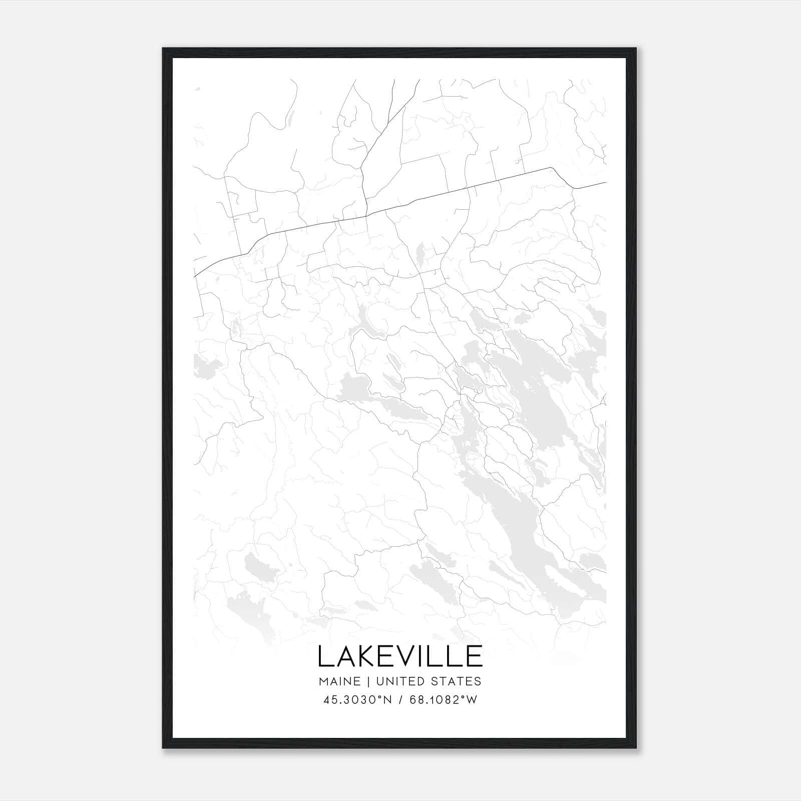 Lakeville Maine Map Poster, Modern Home Decor Wall Art Print Lakeville Maine Map Poster, Modern Home Decor Wall Art Print