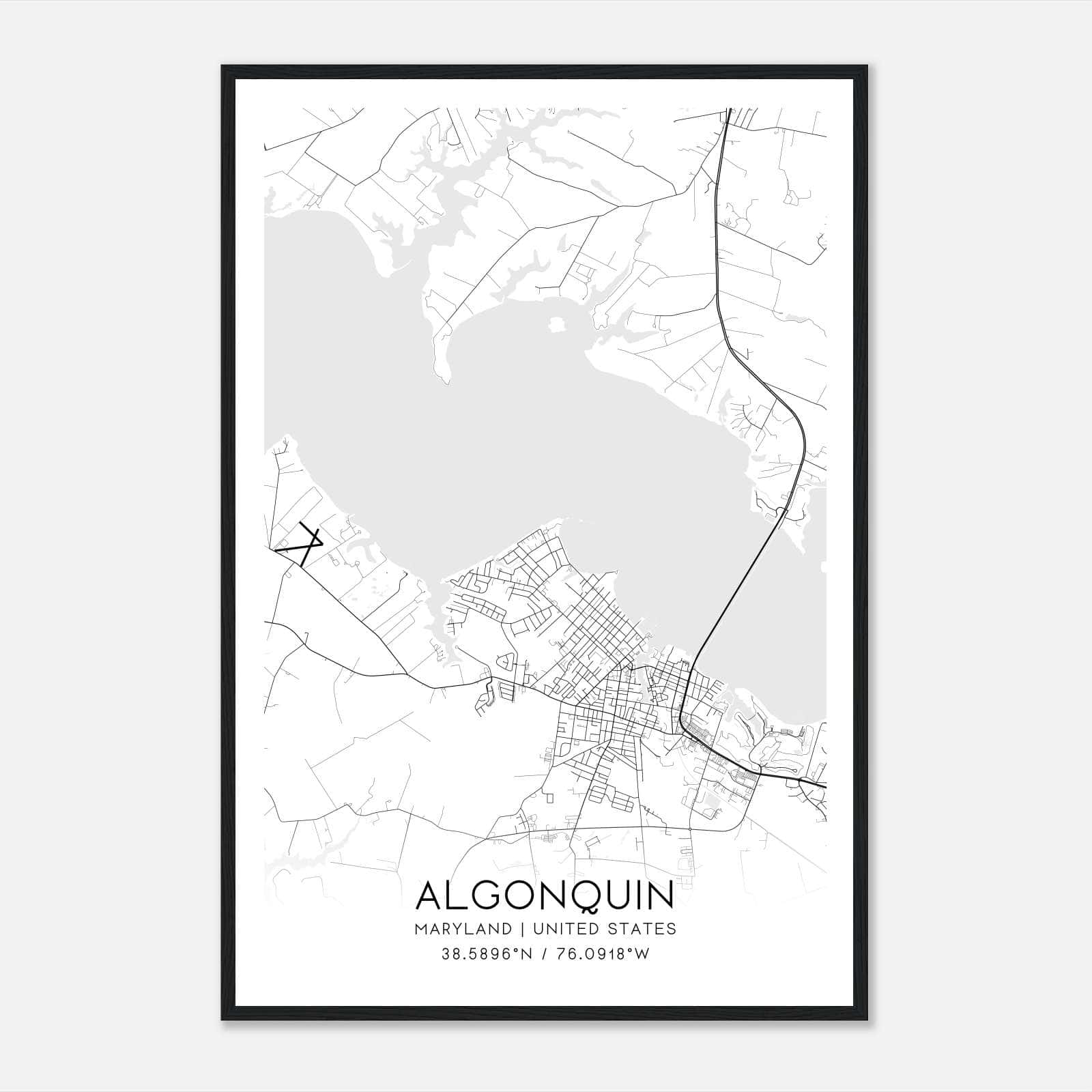 Algonquin Maryland Map Poster, Modern Home Decor Wall Art Print Algonquin Maryland Map Poster, Modern Home Decor Wall Art Print