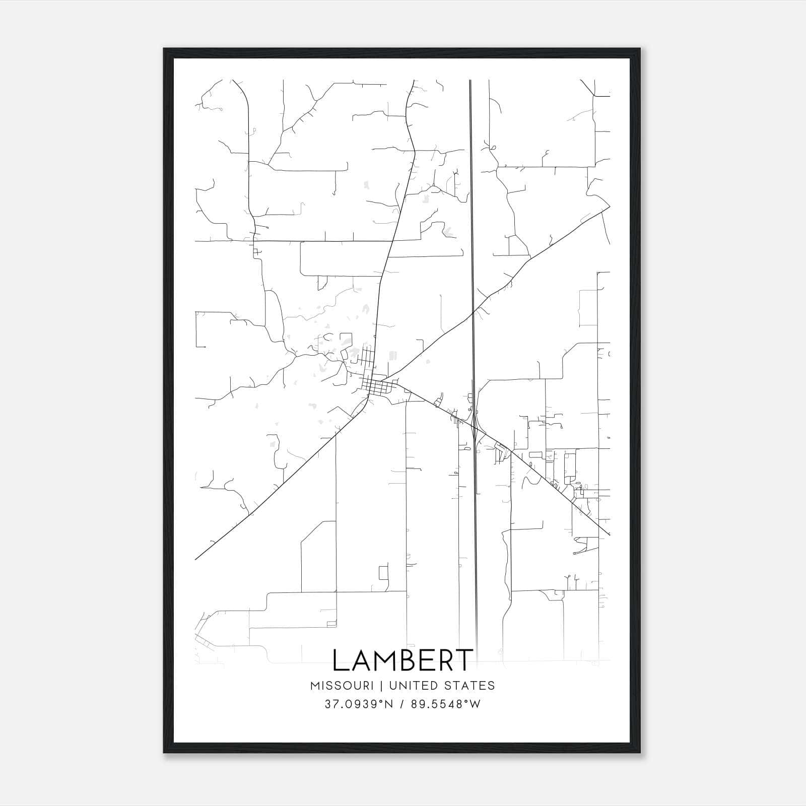 Lambert Missouri Map Poster, Modern Home Decor Wall Art Print Lambert Missouri Map Poster, Modern Home Decor Wall Art Print