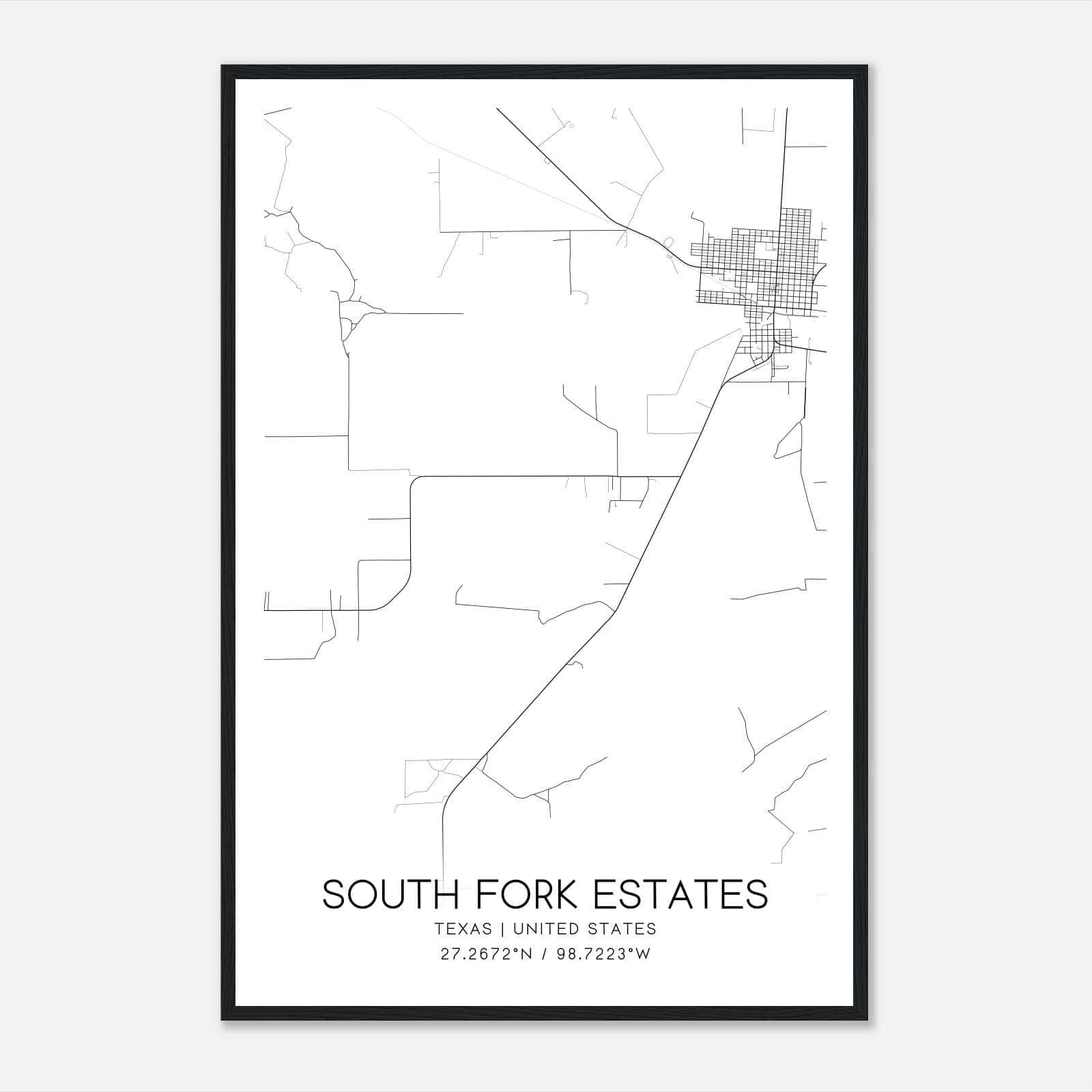 South Fork Estates Texas Map Poster, Modern Home Decor Wall Art Print South Fork Estates Texas Map Poster, Modern Home Decor Wall Art Print