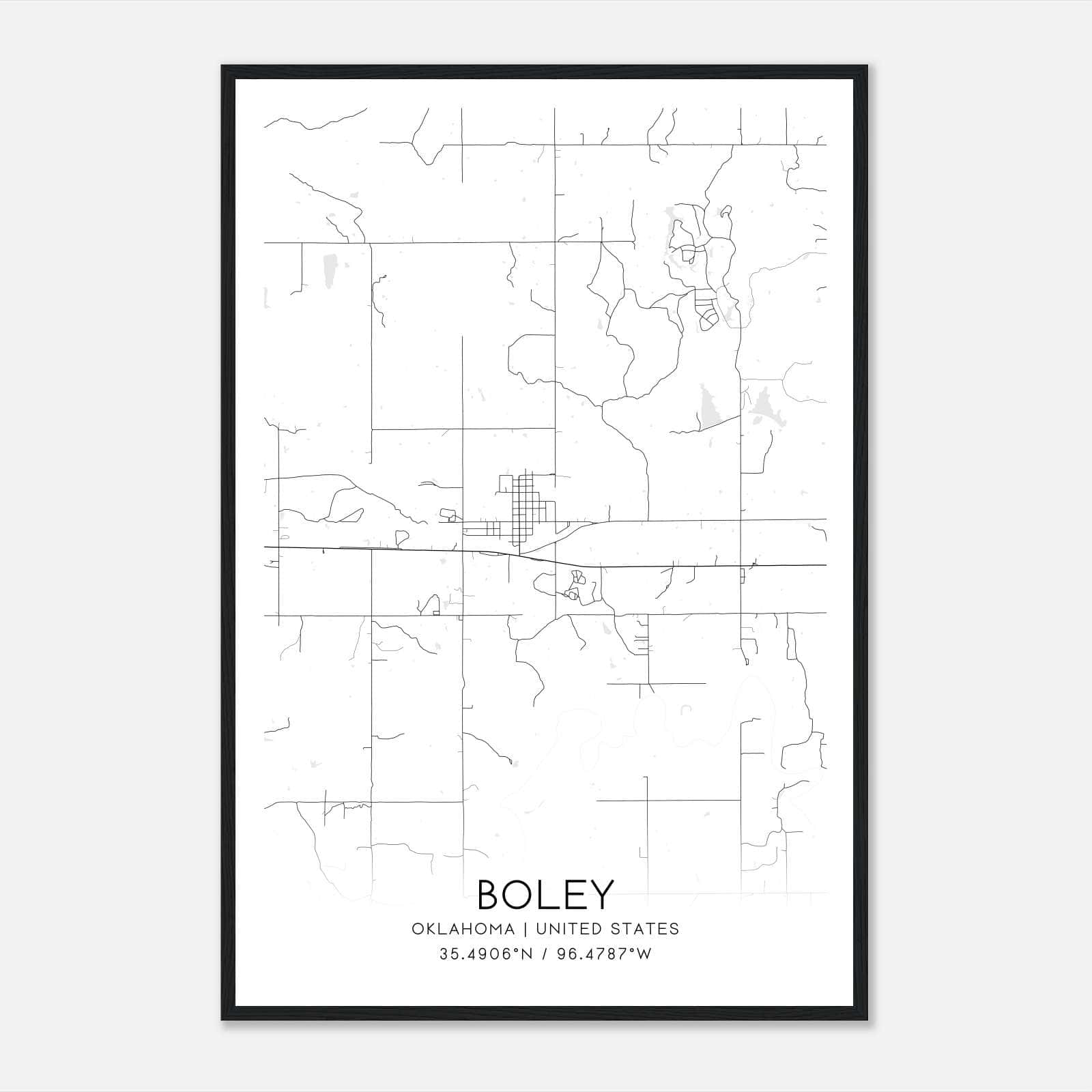 Boley Oklahoma Map Poster, Modern Home Decor Wall Art Print Boley Oklahoma Map Poster, Modern Home Decor Wall Art Print
