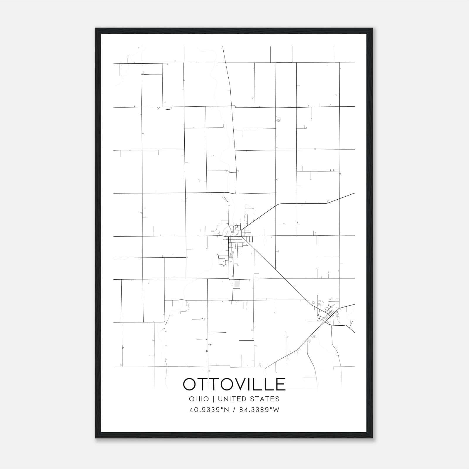 Ottoville Ohio Map Poster, Modern Home Decor Wall Art Print Ottoville Ohio Map Poster, Modern Home Decor Wall Art Print