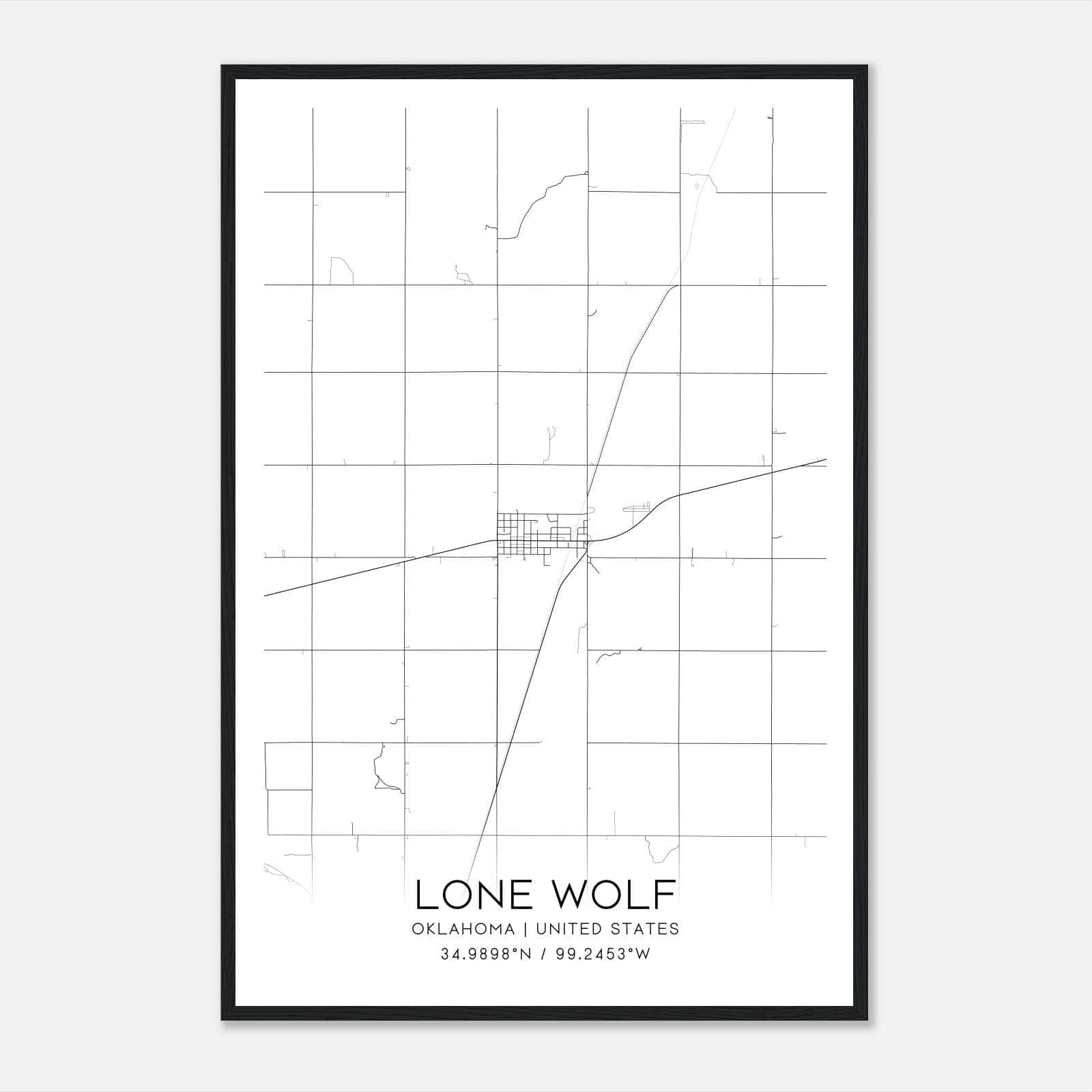 Lone Wolf Oklahoma Map Poster, Modern Home Decor Wall Art Print Lone Wolf Oklahoma Map Poster, Modern Home Decor Wall Art Print
