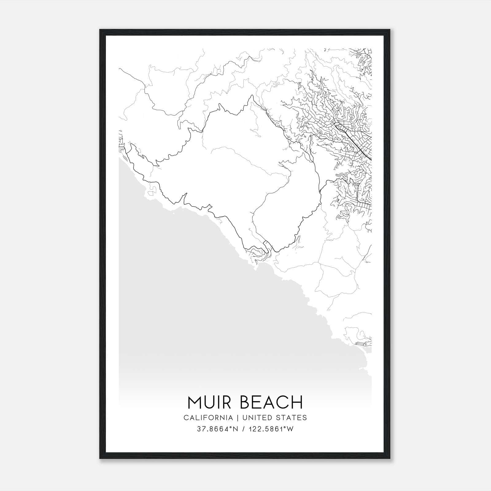 Muir Beach California Map Poster, Modern Home Decor Wall Art Print Muir Beach California Map Poster, Modern Home Decor Wall Art Print