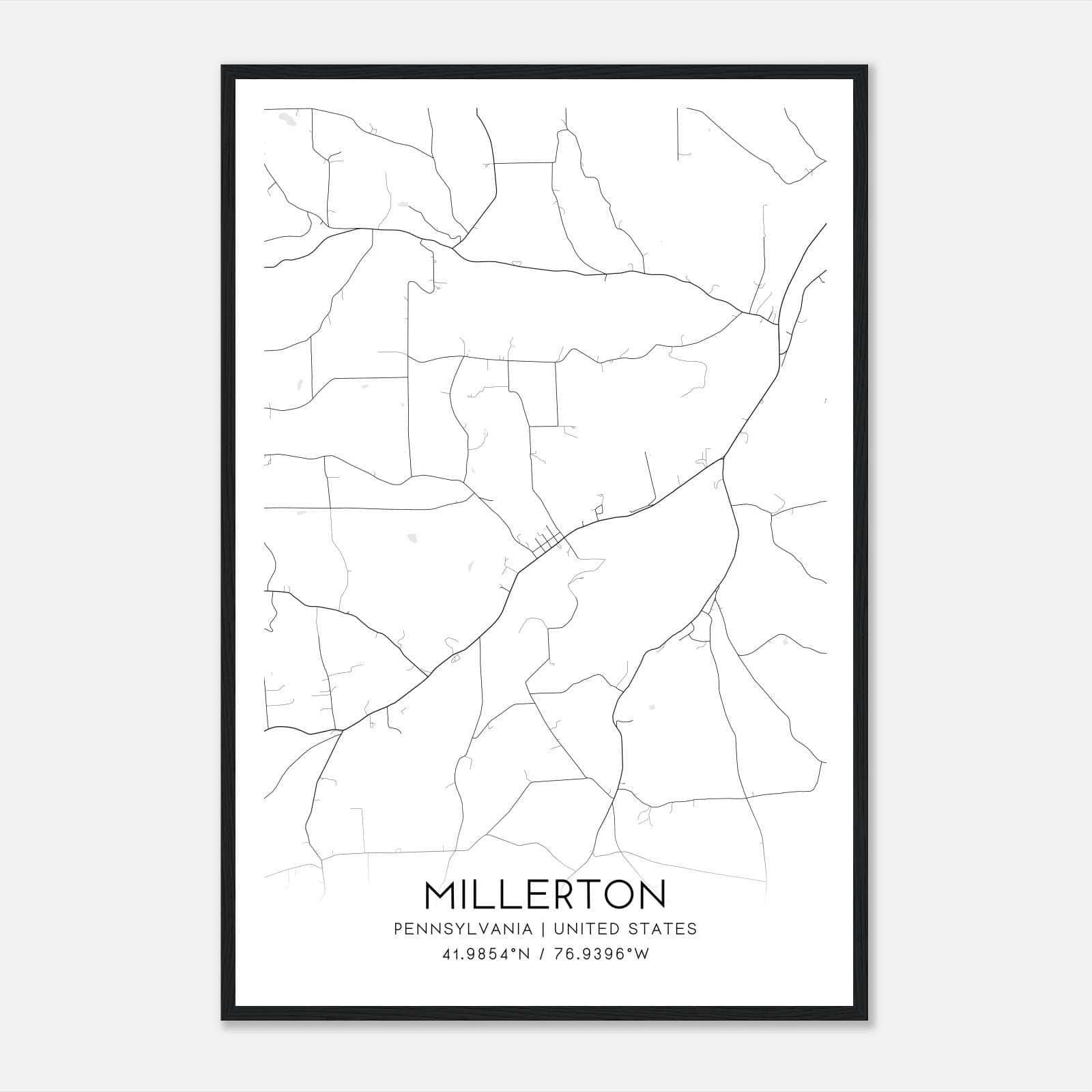 Millerton Pennsylvania Map Poster, Modern Home Decor Wall Art Print Millerton Pennsylvania Map Poster, Modern Home Decor Wall Art Print