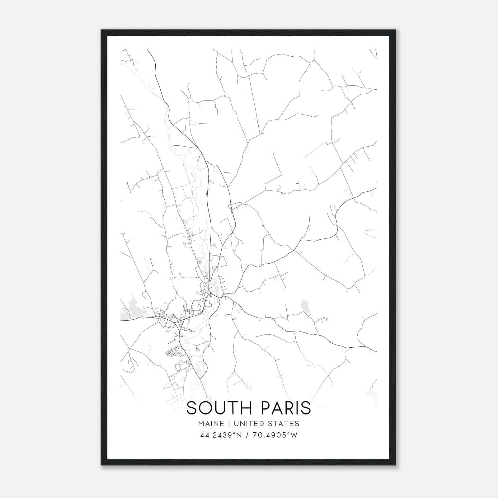 South Paris Maine Map Poster, Modern Home Decor Wall Art Print South Paris Maine Map Poster, Modern Home Decor Wall Art Print