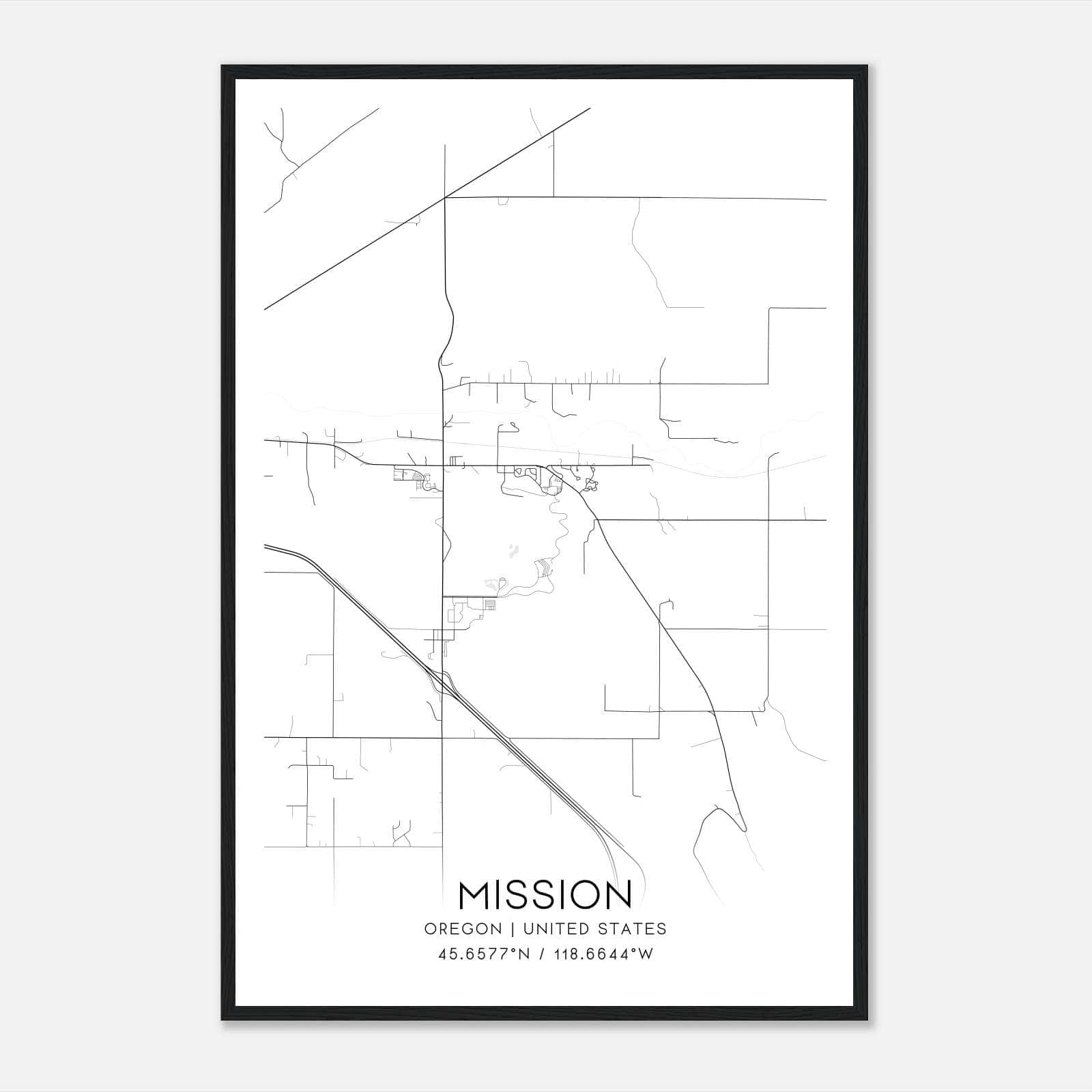 Mission Oregon Map Poster, Modern Home Decor Wall Art Print Mission Oregon Map Poster, Modern Home Decor Wall Art Print