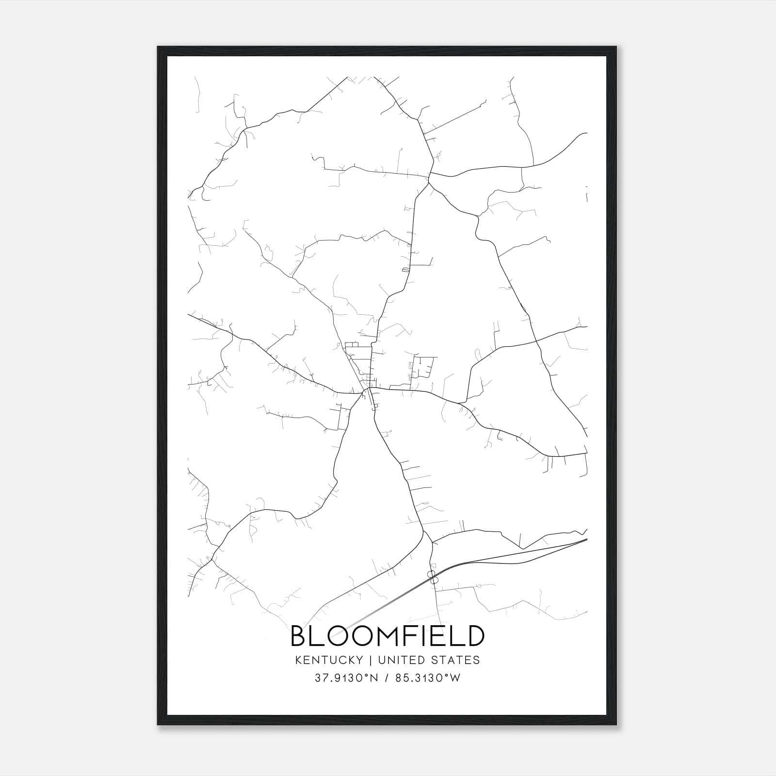 Bloomfield Kentucky Map Poster, Modern Home Decor Wall Art Print Bloomfield Kentucky Map Poster, Modern Home Decor Wall Art Print