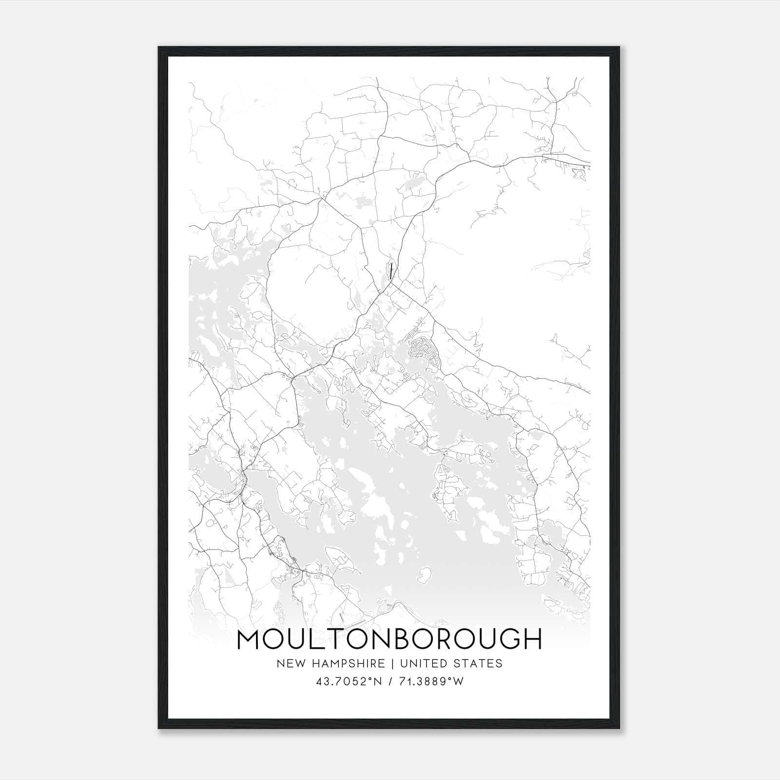 Moultonborough New Hampshire Map Poster, Modern Home Decor Wall Art Print Moultonborough New Hampshire Map Poster, Modern Home Decor Wall Art Print