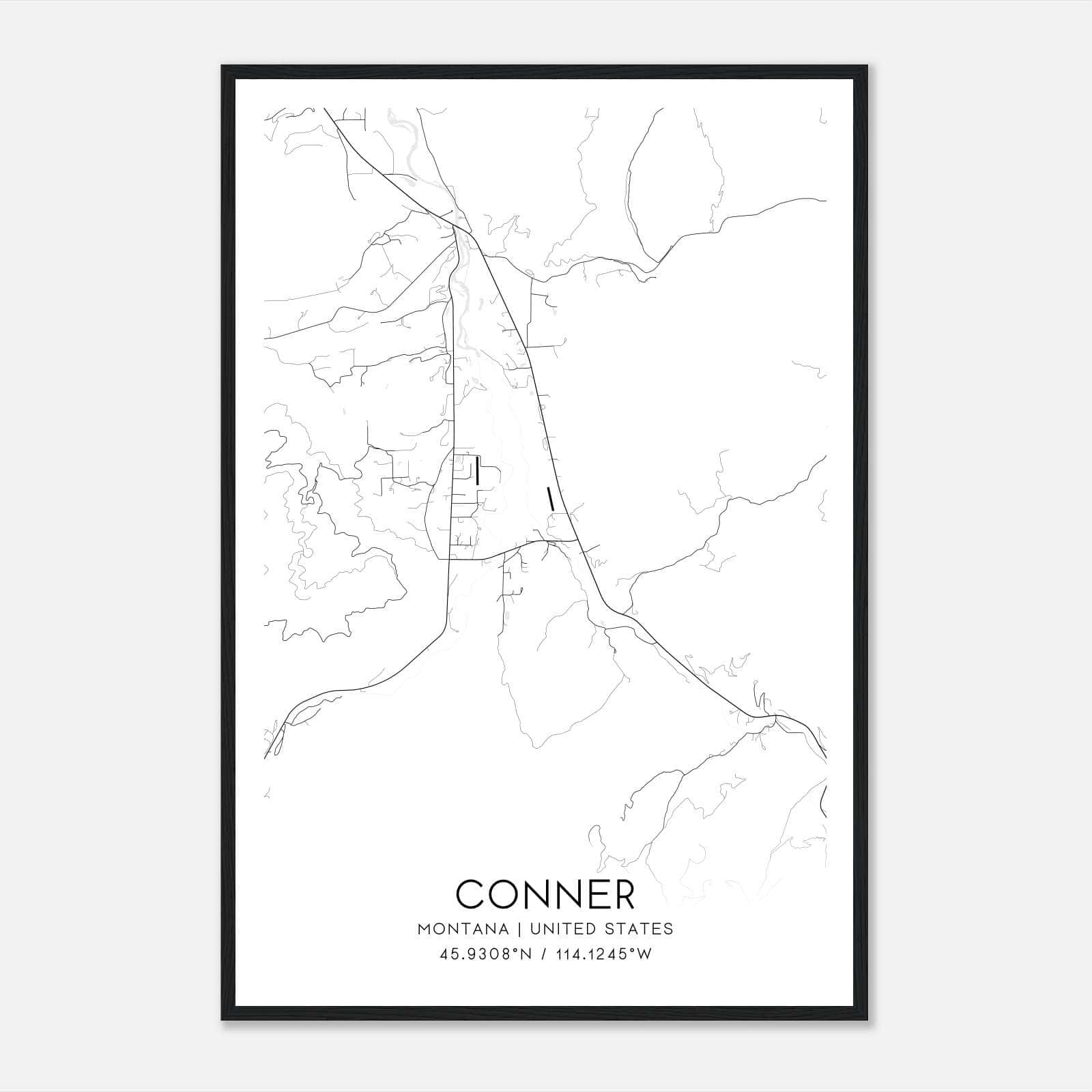 Conner Montana Map Poster, Modern Home Decor Wall Art Print Conner Montana Map Poster, Modern Home Decor Wall Art Print