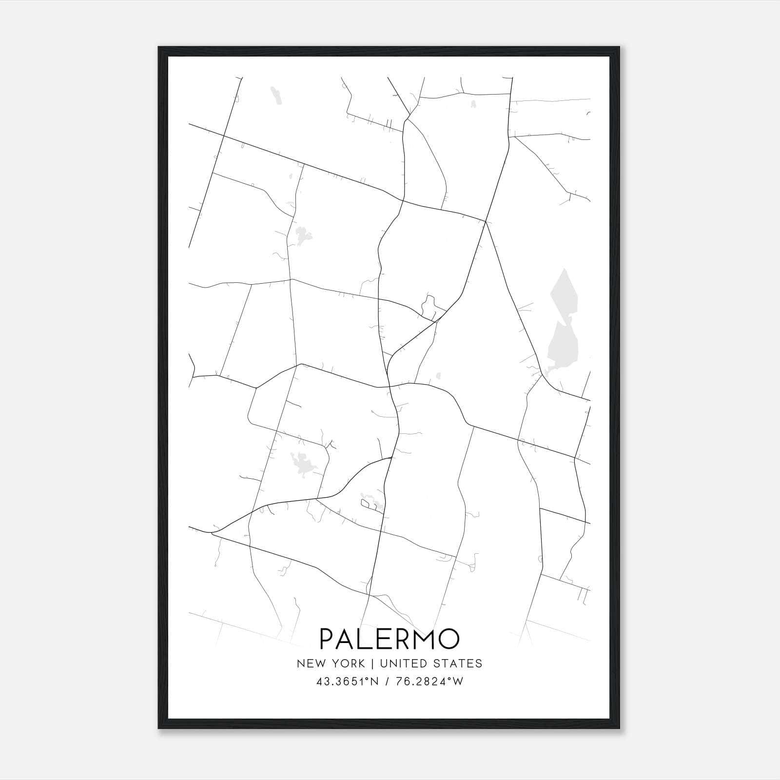 Palermo New York Map Poster, Modern Home Decor Wall Art Print Palermo New York Map Poster, Modern Home Decor Wall Art Print