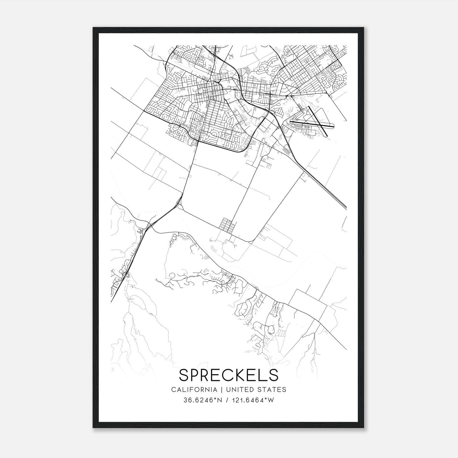 Spreckels California Map Poster, Modern Home Decor Wall Art Print Spreckels California Map Poster, Modern Home Decor Wall Art Print