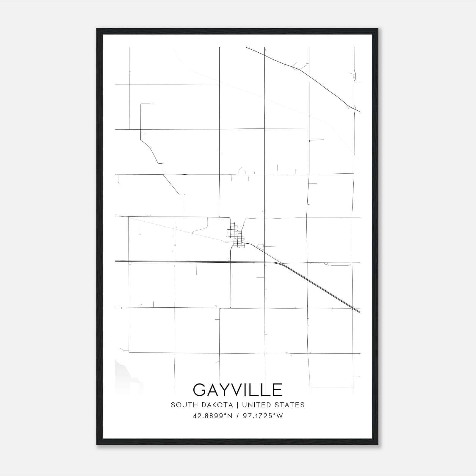 Gayville South Dakota Map Poster, Modern Home Decor Wall Art Print Gayville South Dakota Map Poster, Modern Home Decor Wall Art Print