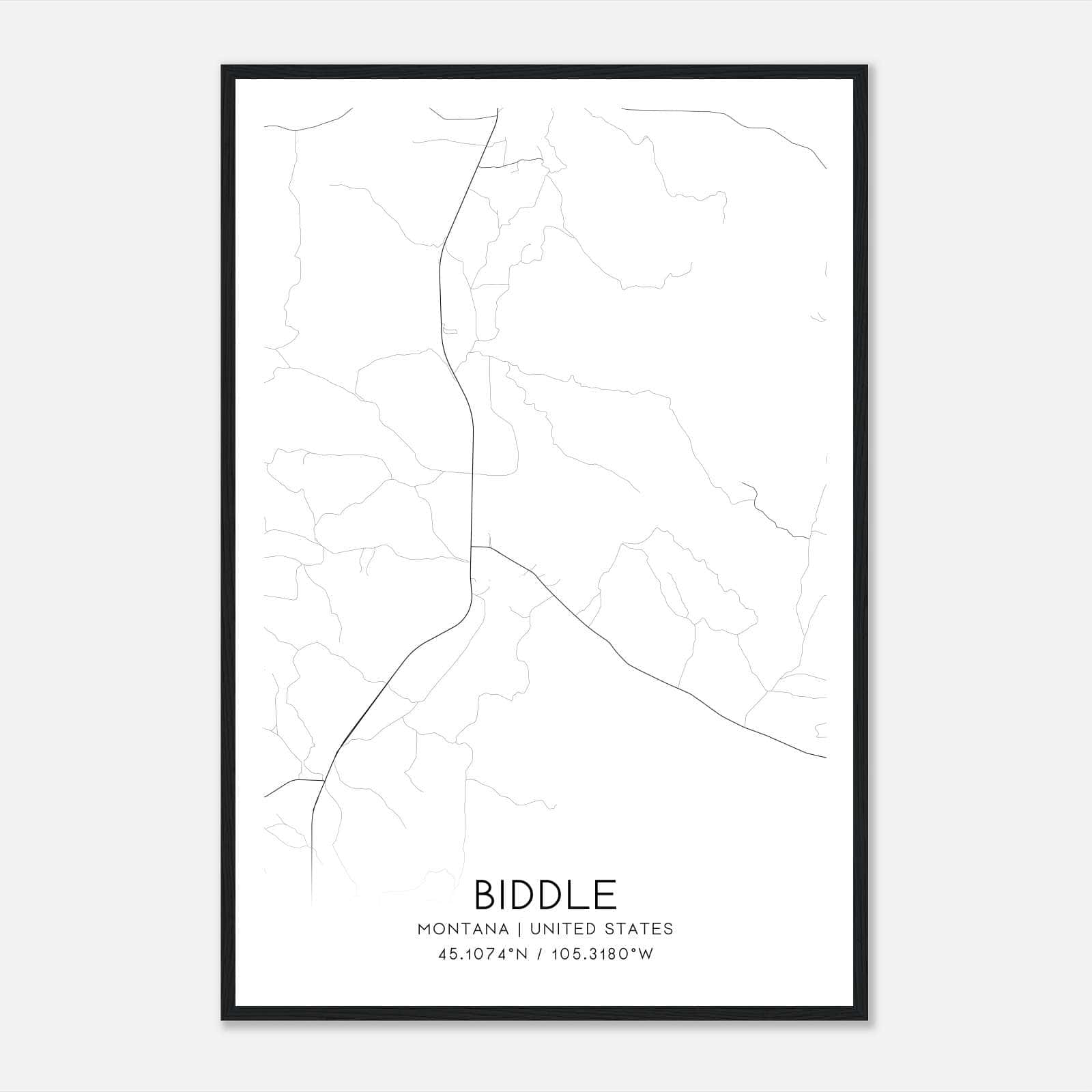 Biddle Montana Map Poster, Modern Home Decor Wall Art Print Biddle Montana Map Poster, Modern Home Decor Wall Art Print