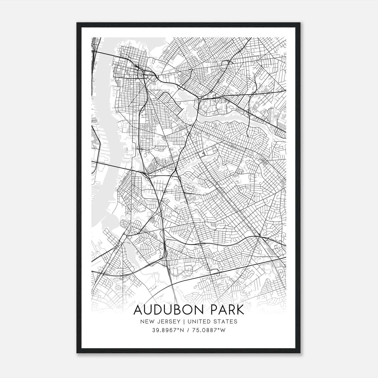 Audubon Park New Jersey Map Poster, Modern Home Decor Wall Art Print Audubon Park New Jersey Map Poster, Modern Home Decor Wall Art Print