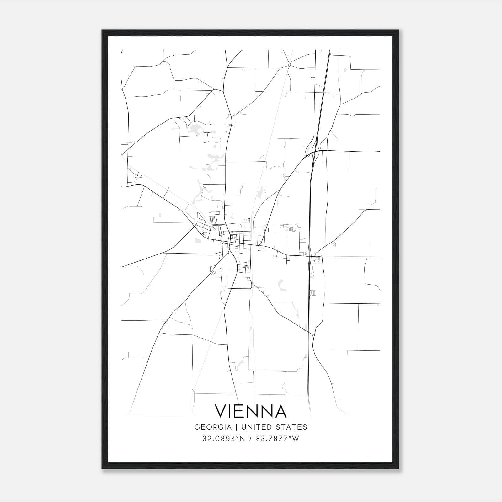 Vienna Georgia Map Poster, Modern Home Decor Wall Art Print Vienna Georgia Map Poster, Modern Home Decor Wall Art Print