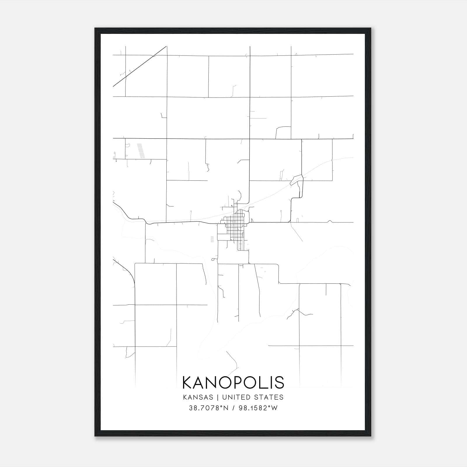 Kanopolis Kansas Map Poster, Modern Home Decor Wall Art Print Kanopolis Kansas Map Poster, Modern Home Decor Wall Art Print