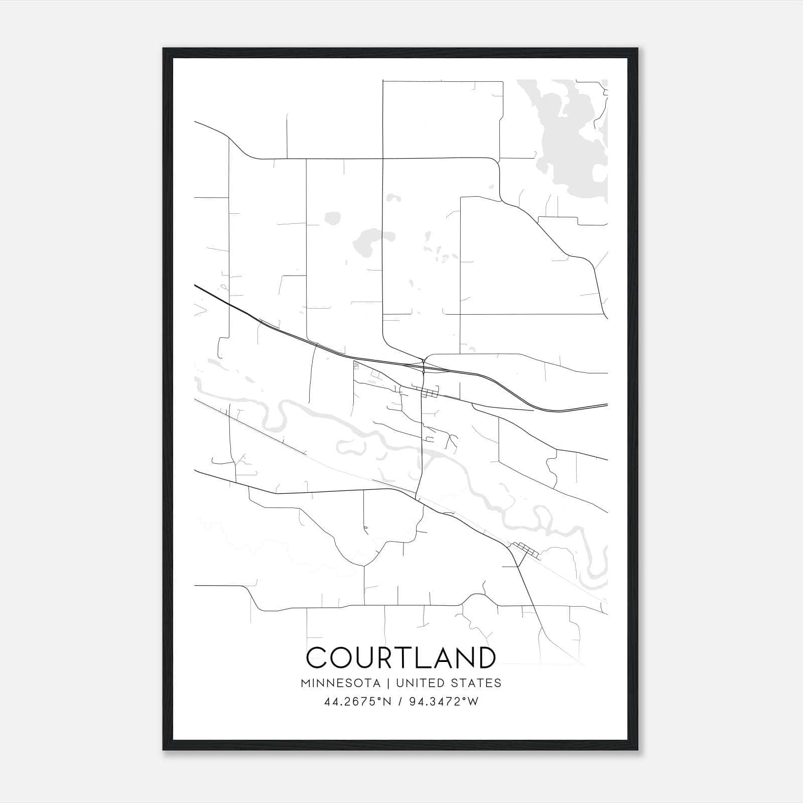 Courtland Minnesota Map Poster, Modern Home Decor Wall Art Print Courtland Minnesota Map Poster, Modern Home Decor Wall Art Print