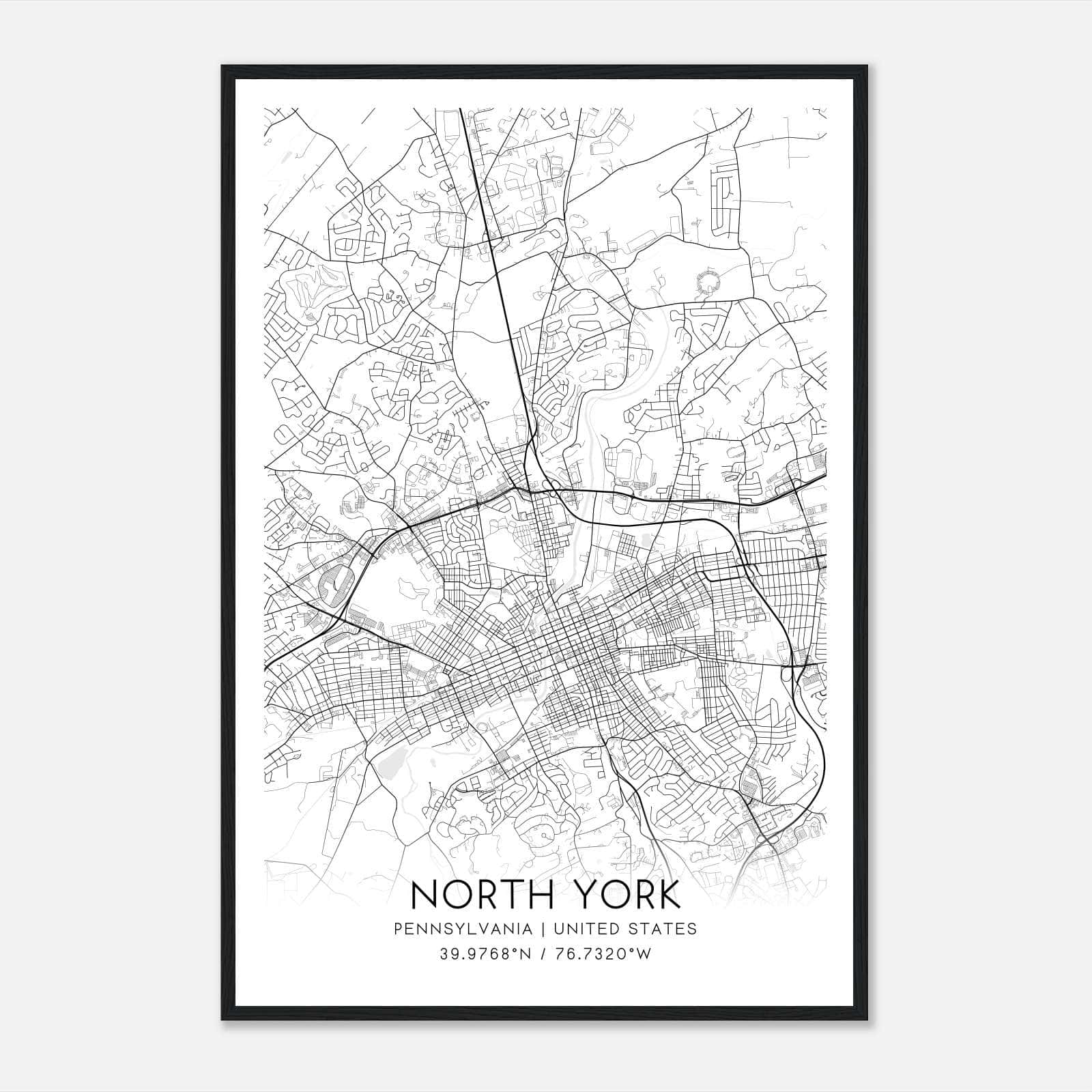 North York Pennsylvania Map Poster, Modern Home Decor Wall Art Print North York Pennsylvania Map Poster, Modern Home Decor Wall Art Print