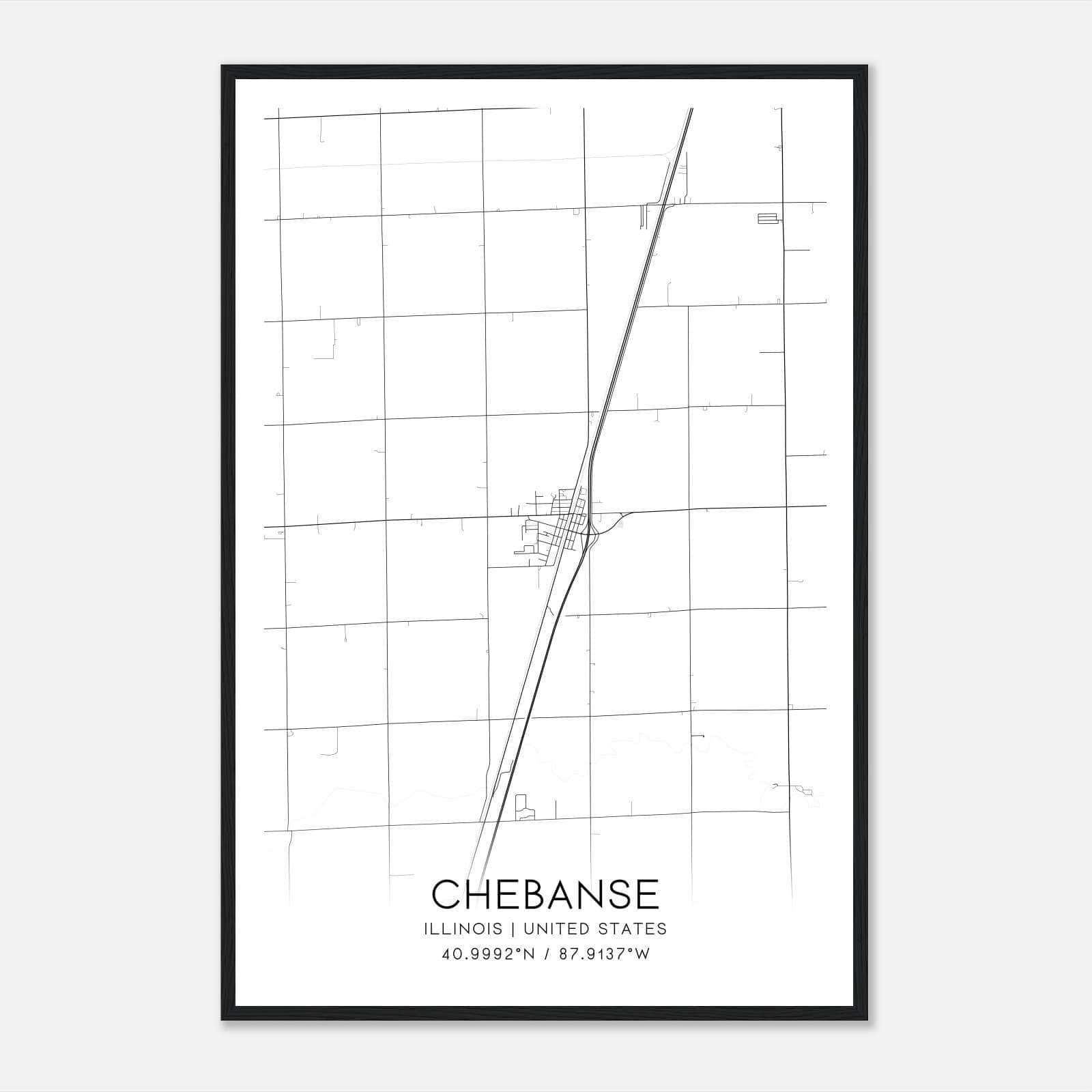 Chebanse Illinois Map Poster, Modern Home Decor Wall Art Print Chebanse Illinois Map Poster, Modern Home Decor Wall Art Print