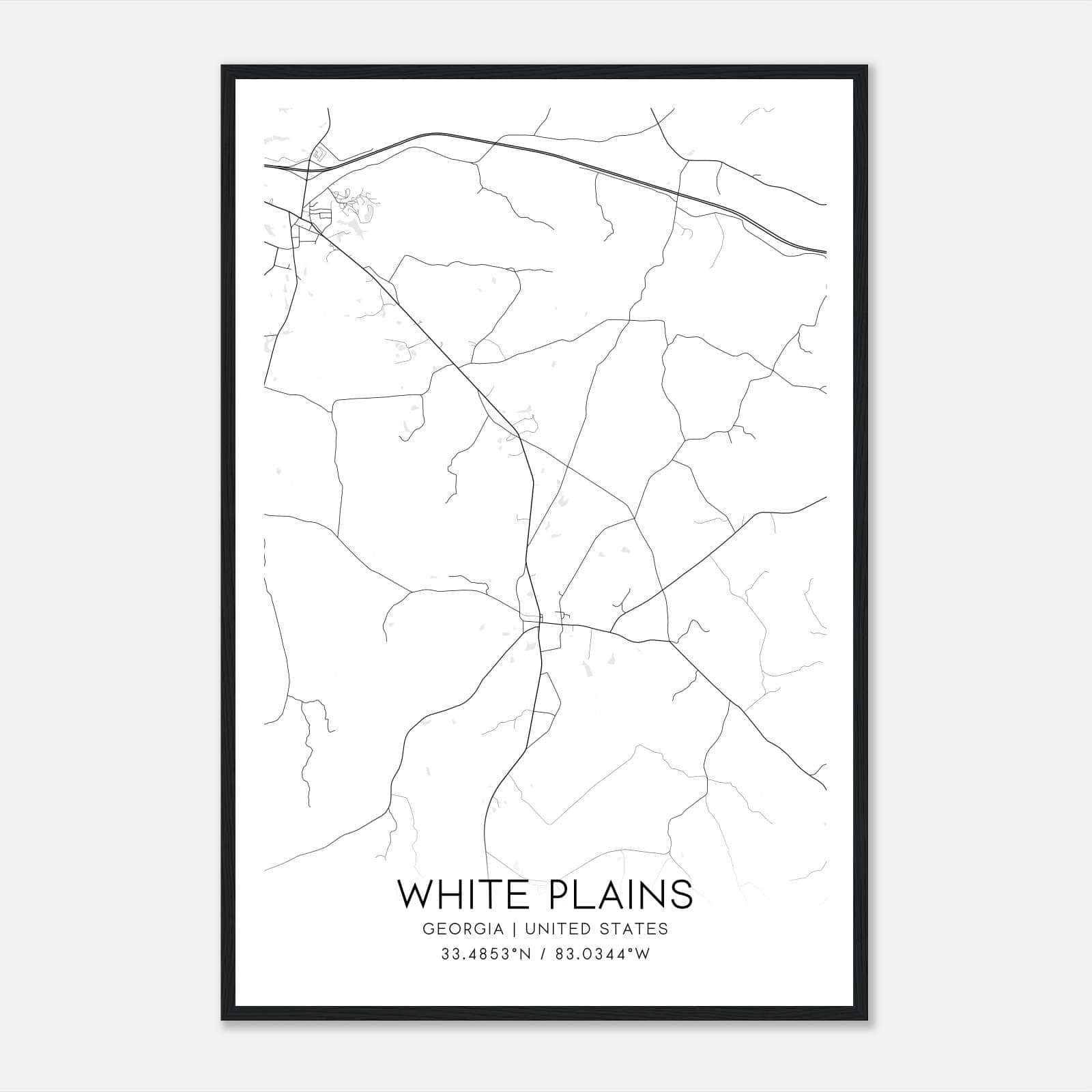 White Plains Georgia Map Poster, Modern Home Decor Wall Art Print White Plains Georgia Map Poster, Modern Home Decor Wall Art Print