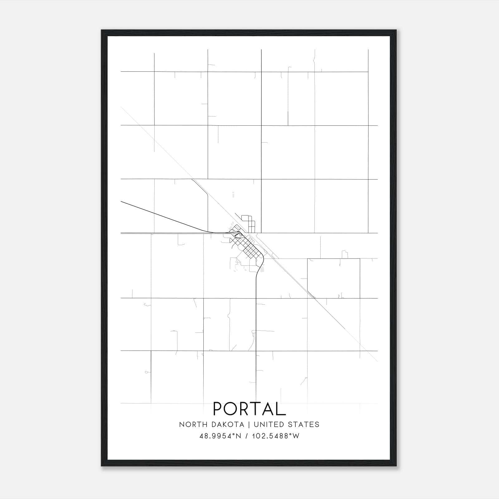 Portal North Dakota Map Poster, Modern Home Decor Wall Art Print Portal North Dakota Map Poster, Modern Home Decor Wall Art Print