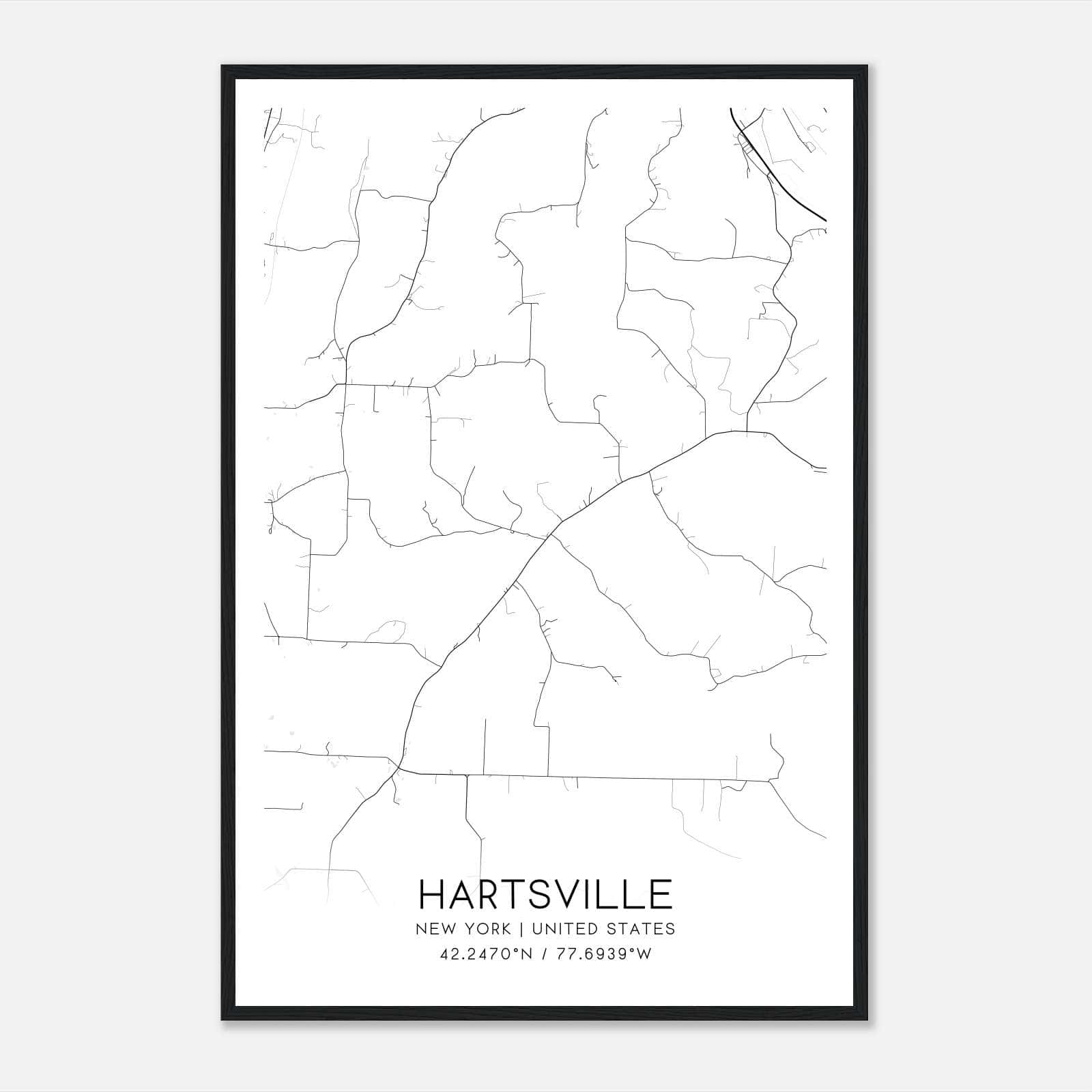 Hartsville New York Map Poster, Modern Home Decor Wall Art Print Hartsville New York Map Poster, Modern Home Decor Wall Art Print