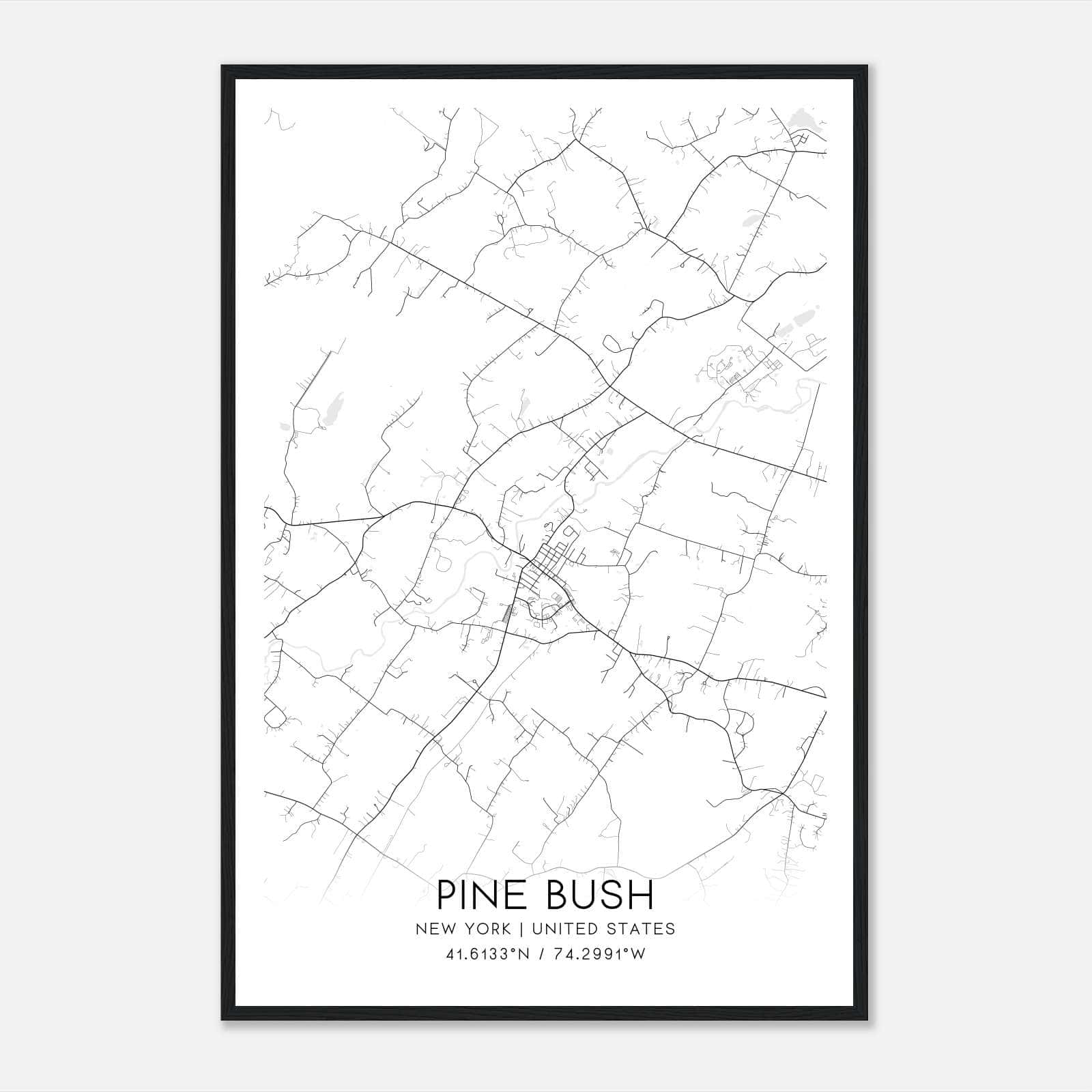 Pine Bush New York Map Poster, Modern Home Decor Wall Art Print Pine Bush New York Map Poster, Modern Home Decor Wall Art Print