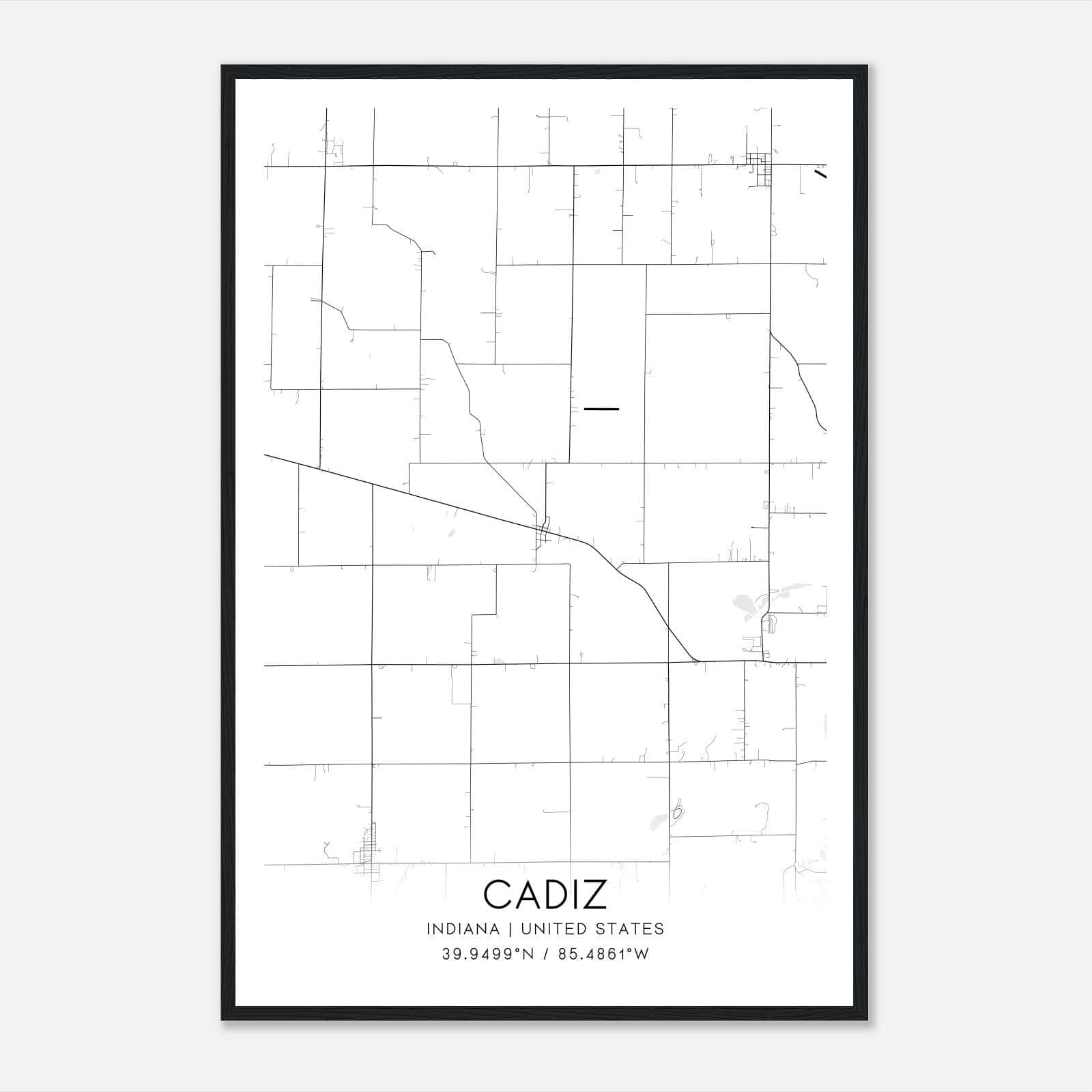 Cadiz Indiana Map Poster, Modern Home Decor Wall Art Print Cadiz Indiana Map Poster, Modern Home Decor Wall Art Print