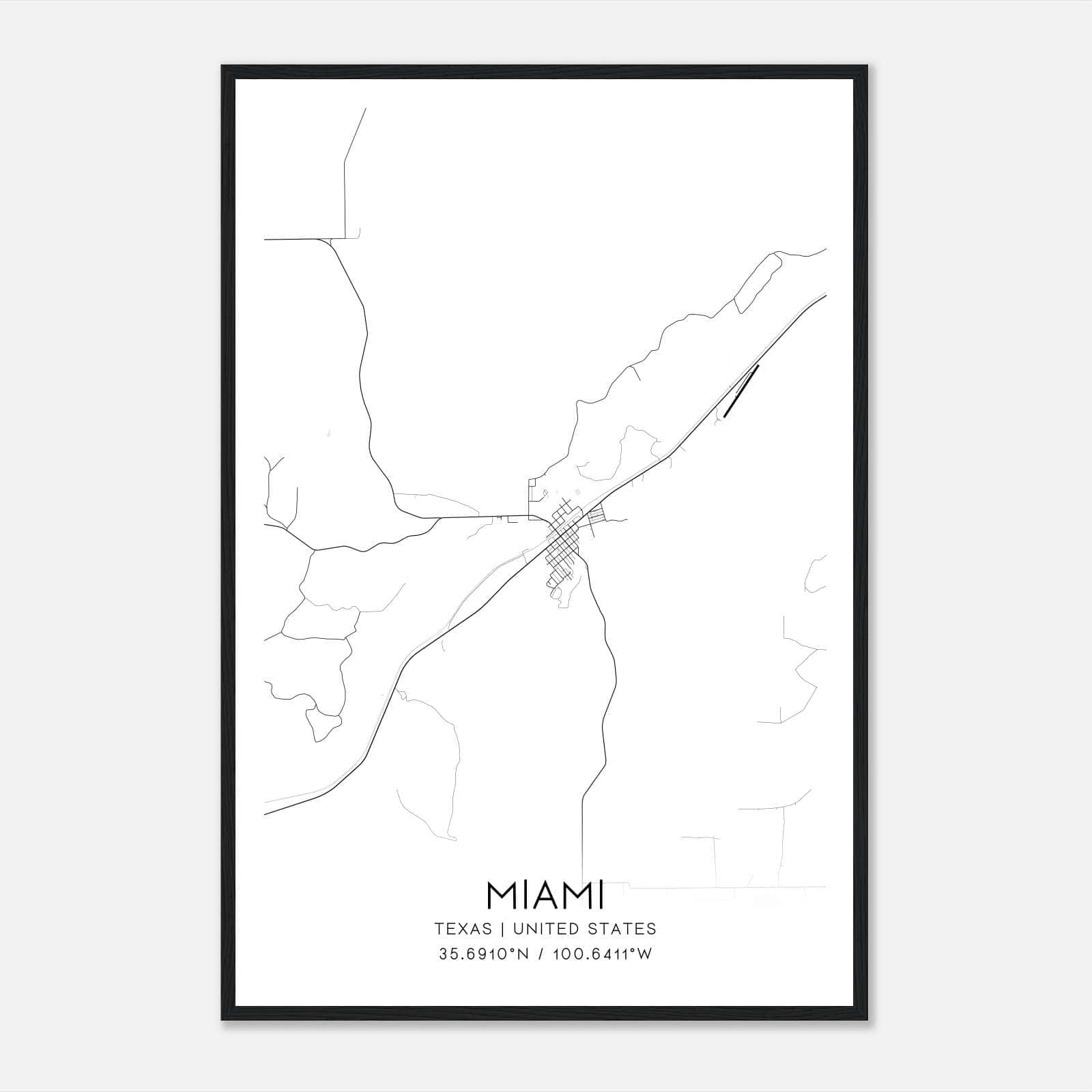 Miami Texas Map Poster, Modern Home Decor Wall Art Print Miami Texas Map Poster, Modern Home Decor Wall Art Print