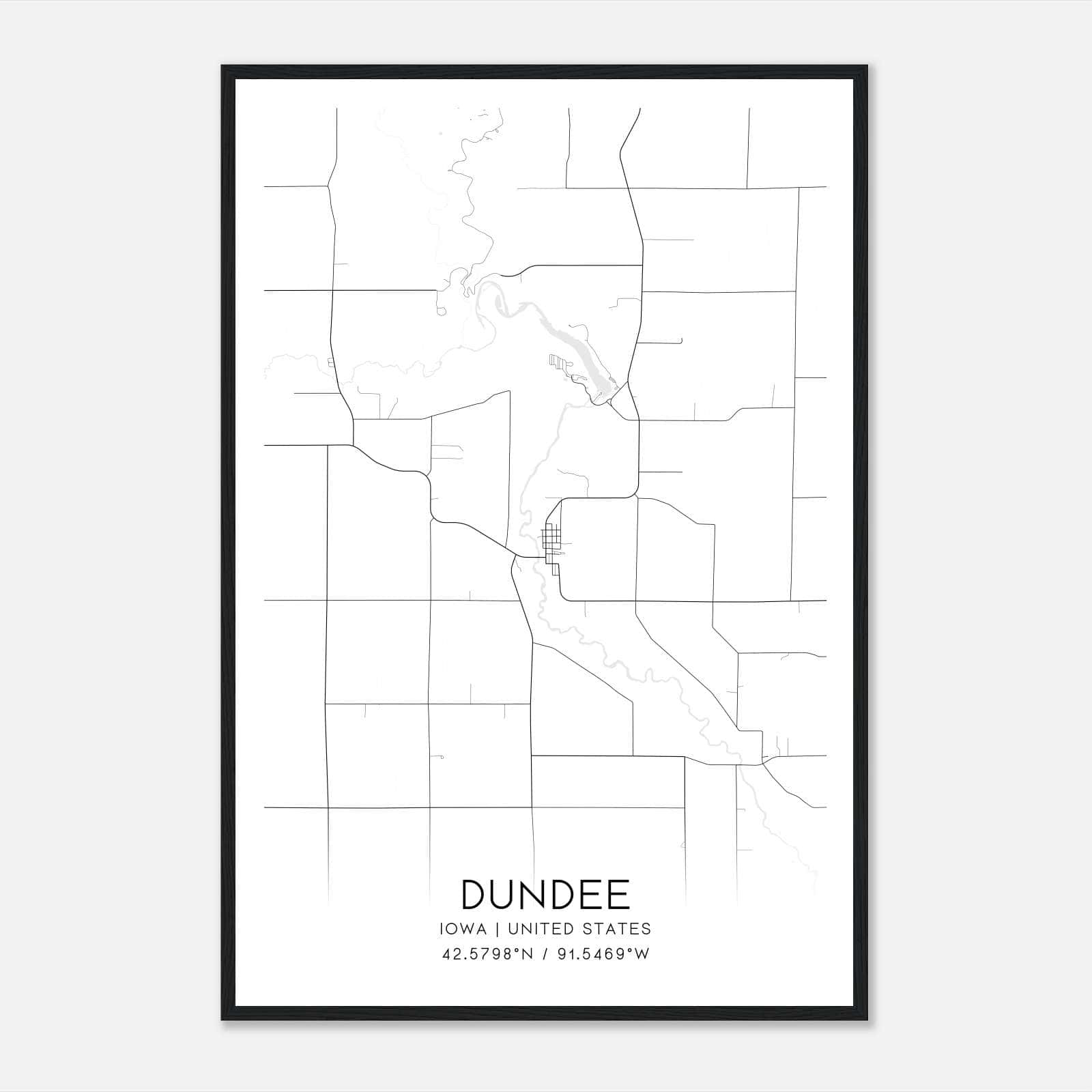 Dundee Iowa Map Poster, Modern Home Decor Wall Art Print Dundee Iowa Map Poster, Modern Home Decor Wall Art Print
