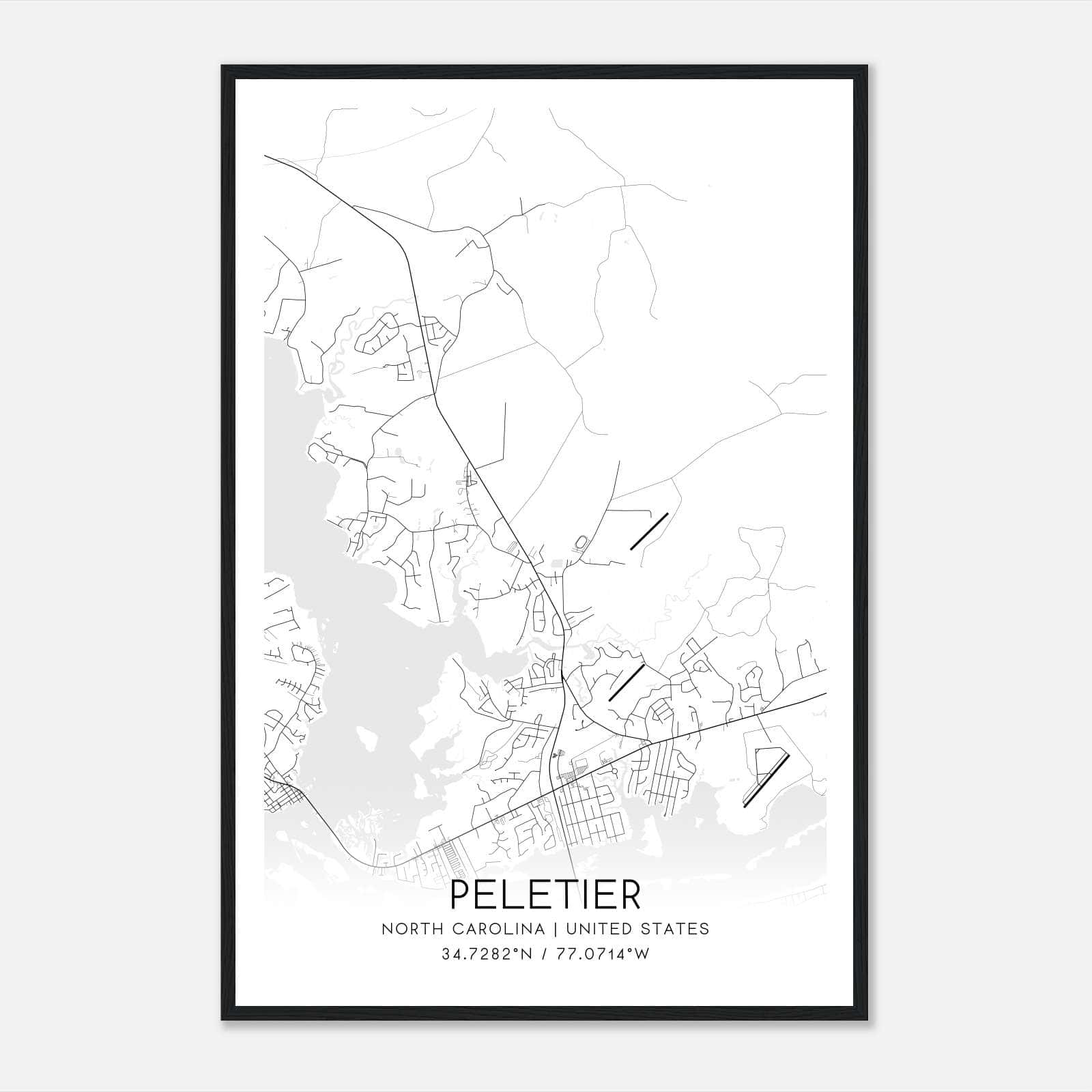Peletier North Carolina Map Poster, Modern Home Decor Wall Art Print Peletier North Carolina Map Poster, Modern Home Decor Wall Art Print